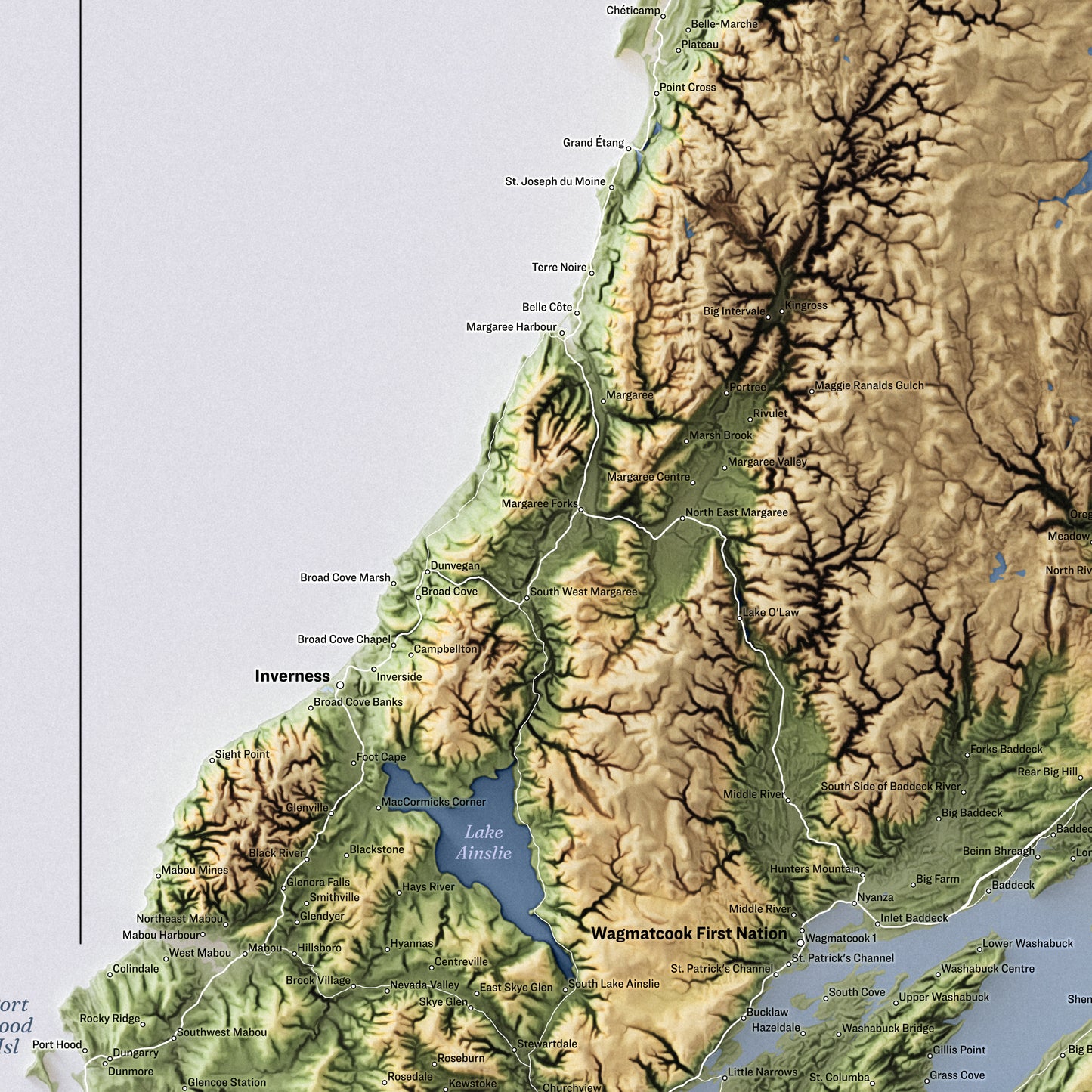 Cape Breton - Shaded Relief Map (24x36")