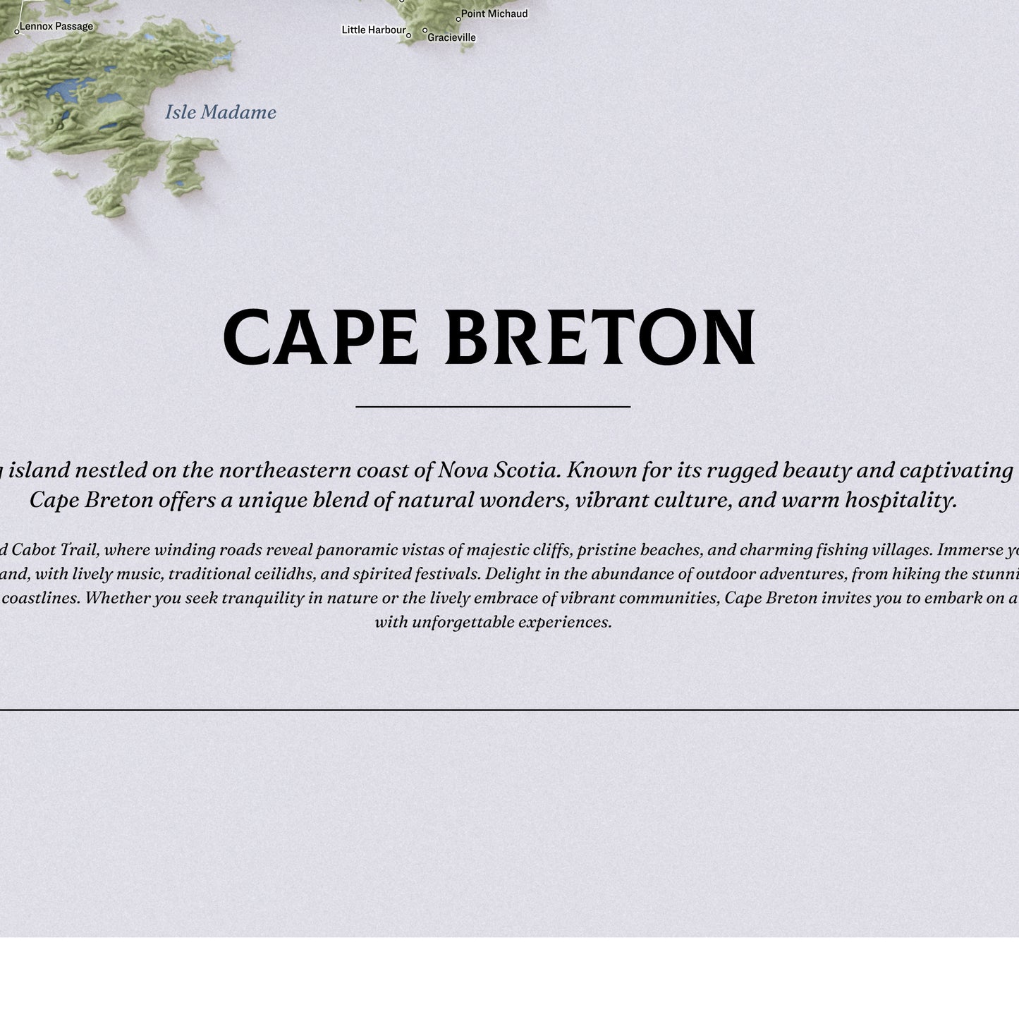 Cape Breton - Shaded Relief Map (24x36")