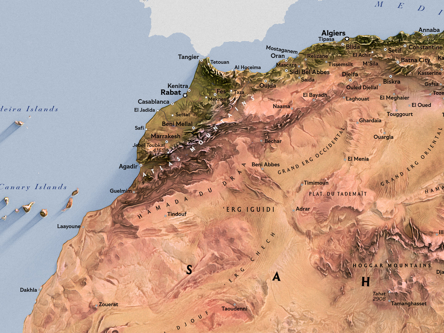 Shaded Relief Map of Africa (24x36 inches)