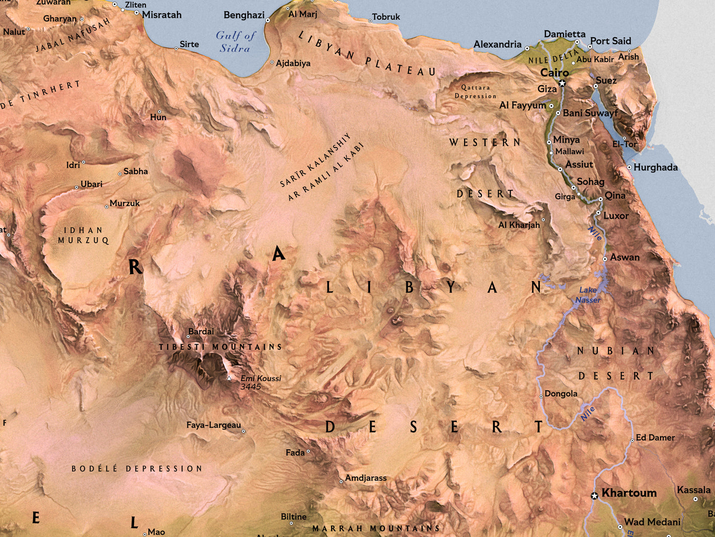 Shaded Relief Map of Africa (24x36 inches)