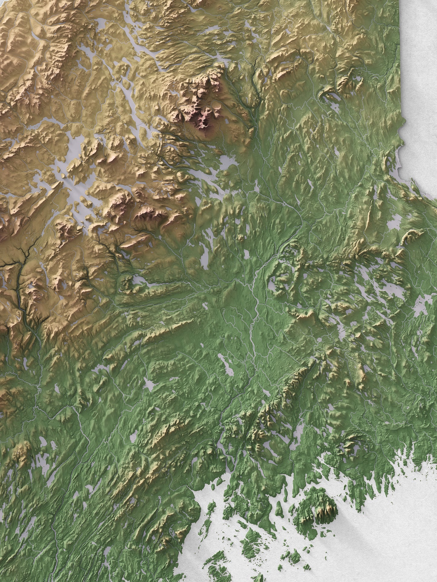 Maine - Shaded Relief Map (18x24")
