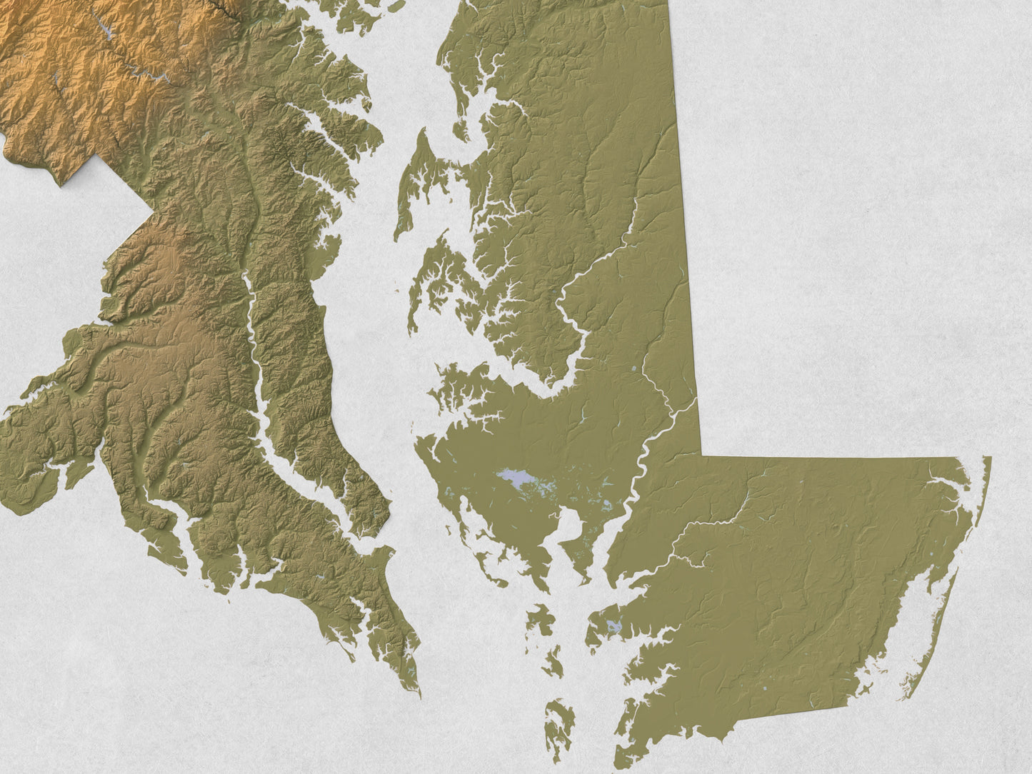 Maryland - Shaded Relief Map (24x18")