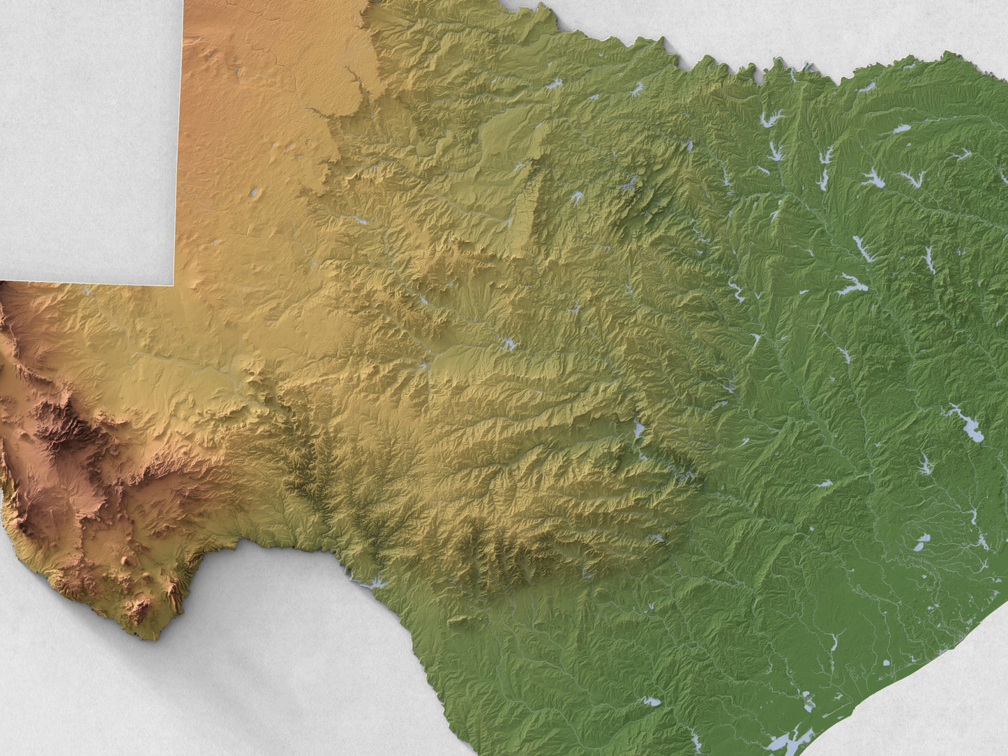 Texas - Shaded Relief Map (24x18")
