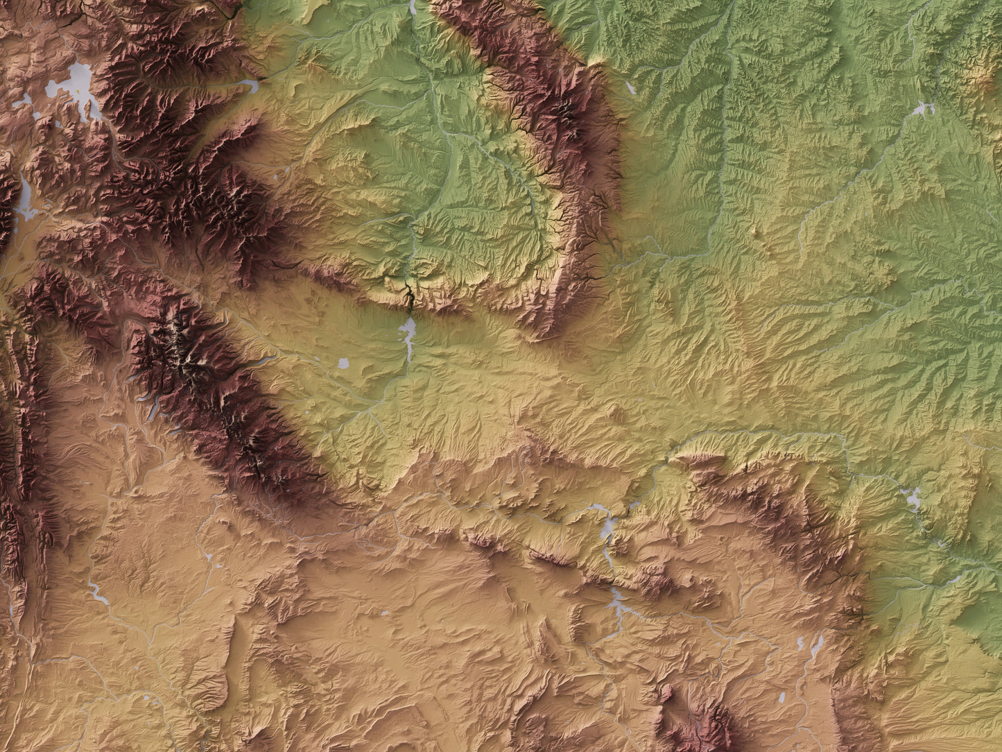 Wyoming - Shaded Relief Map (24x18")