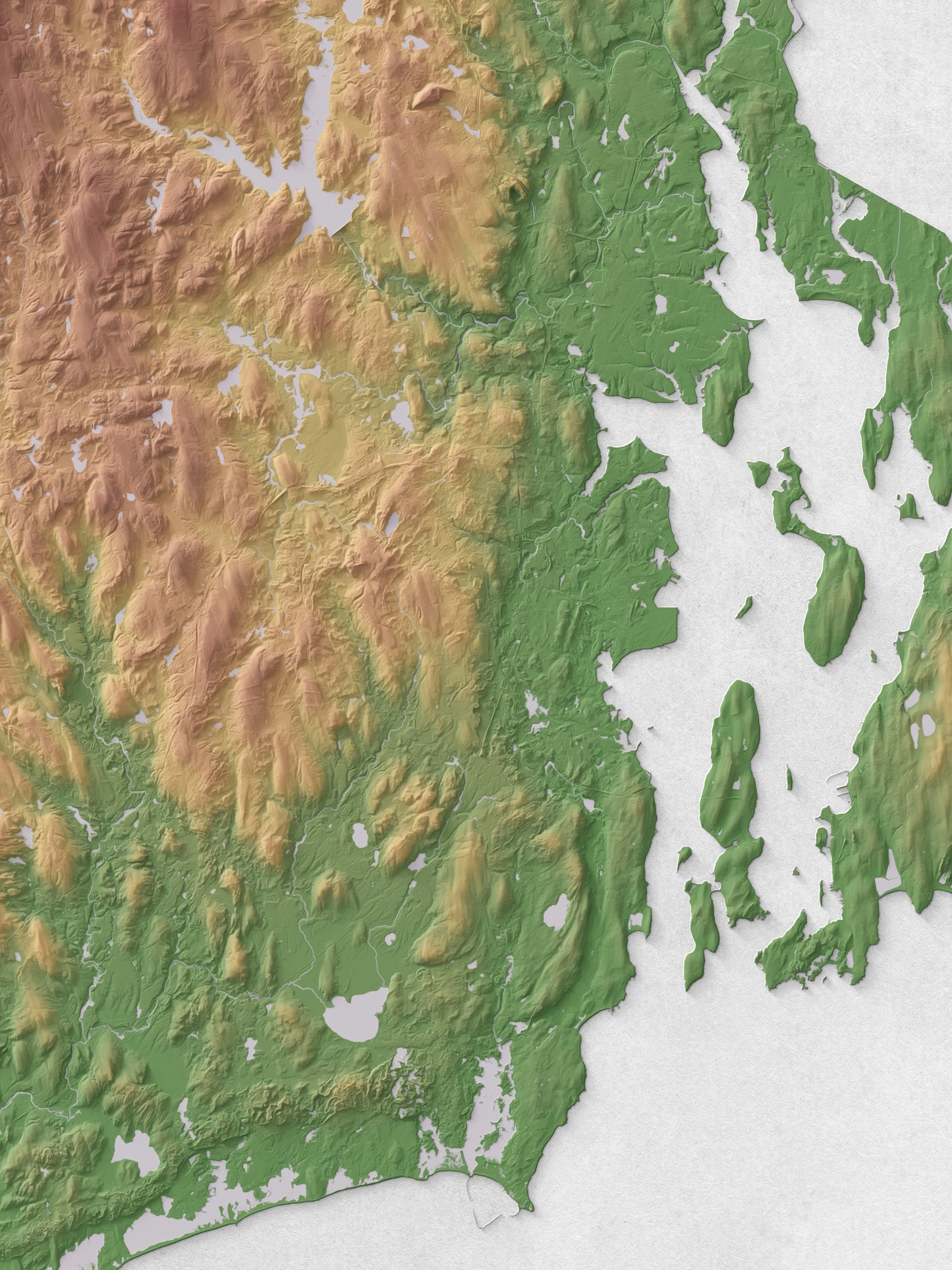 Rhode Island - Shaded Relief Map (18x24")