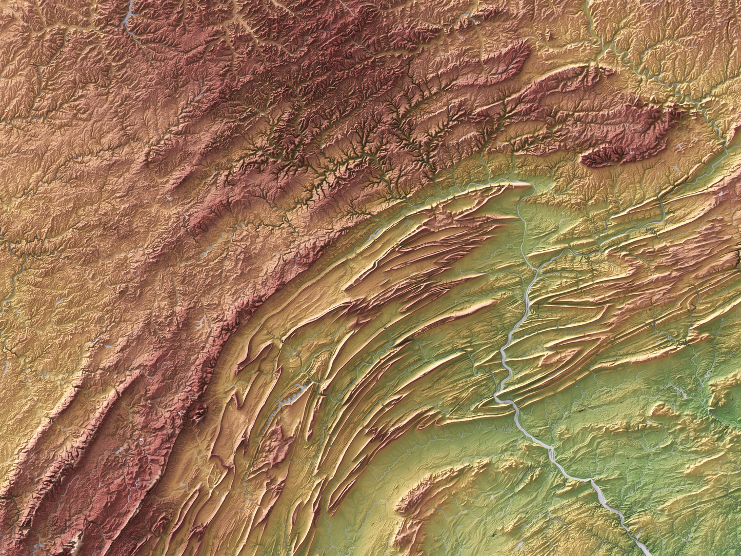 Pennsylvania - Shaded Relief Map (24x18")