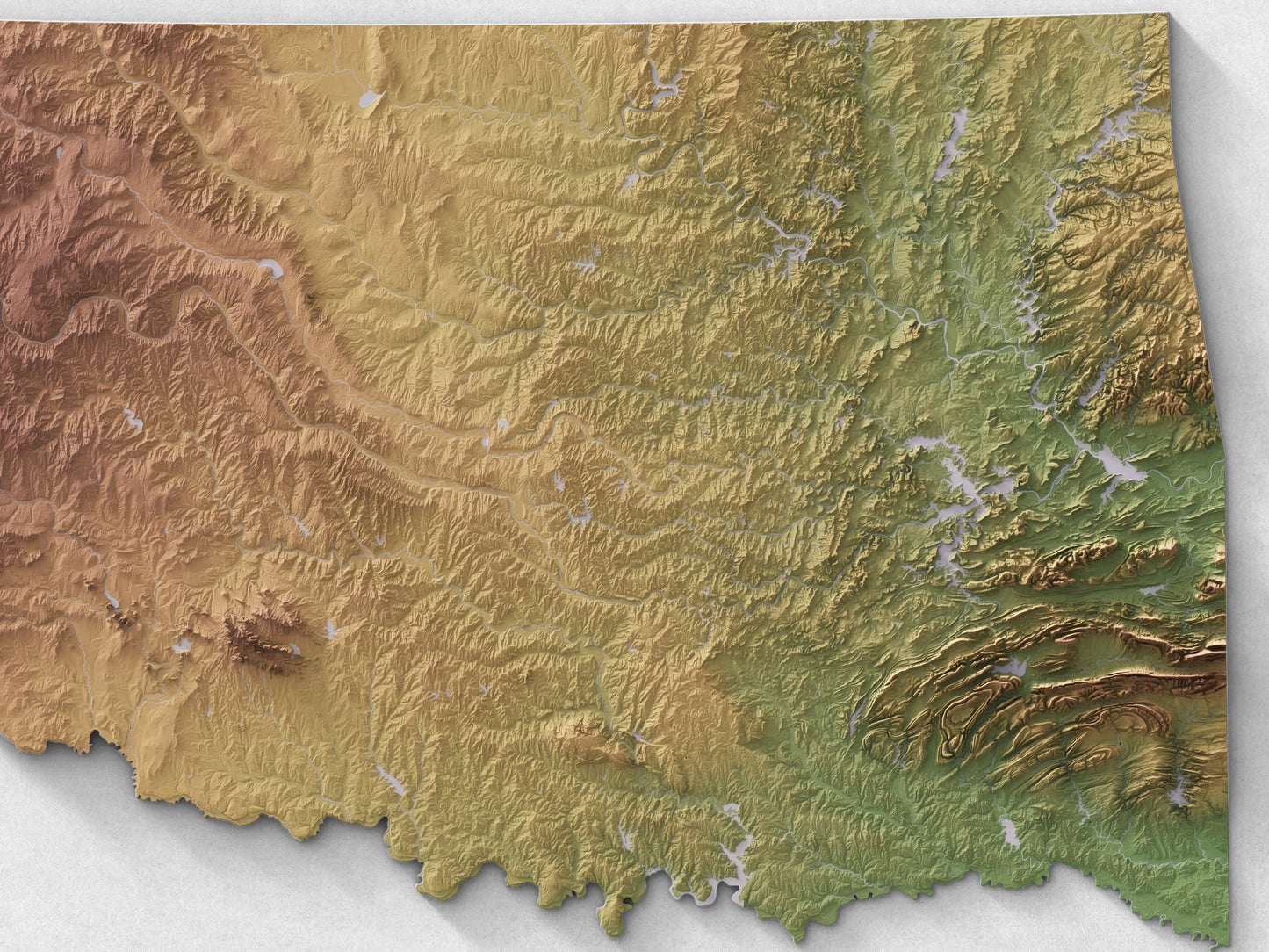 Oklahoma - Shaded Relief Map (24x18")