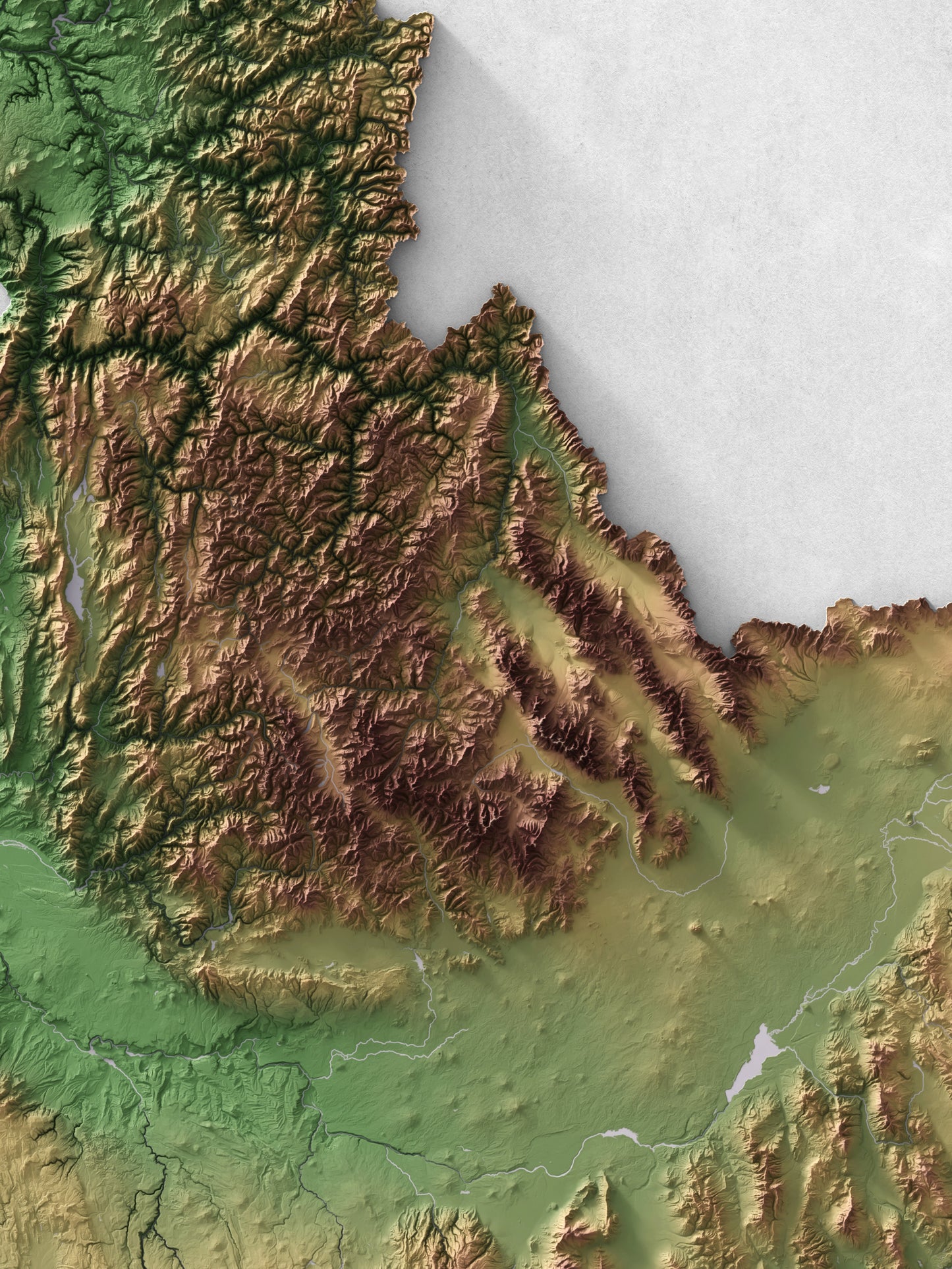 Idaho - Shaded Relief Map (18x24")