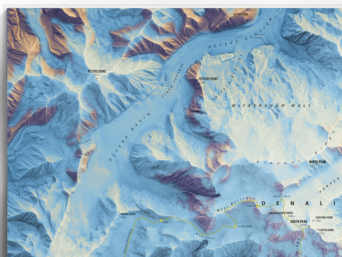 Shaded Relief Map of Denali (24x18")