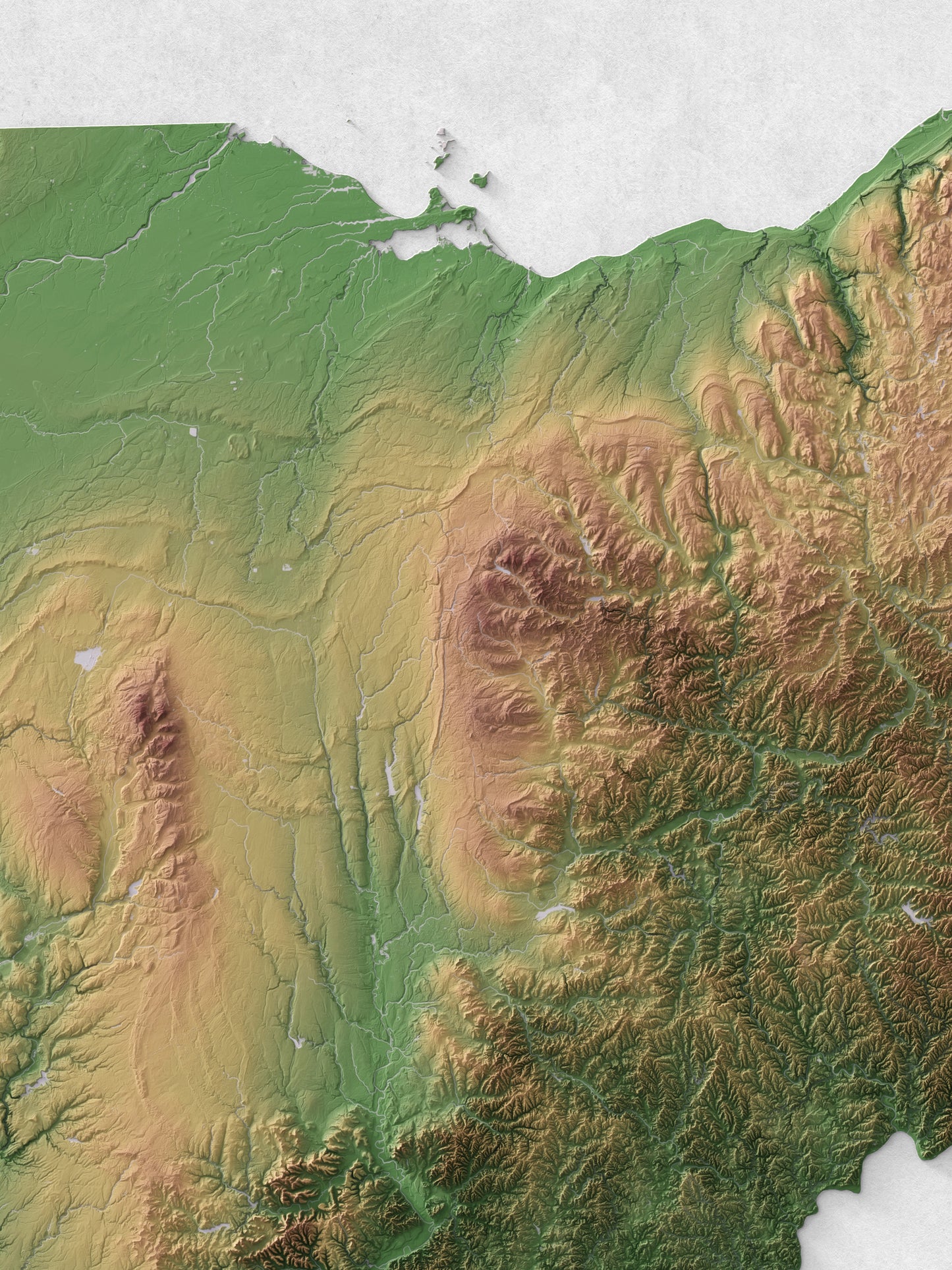 Ohio - Shaded Relief Map (18x24")