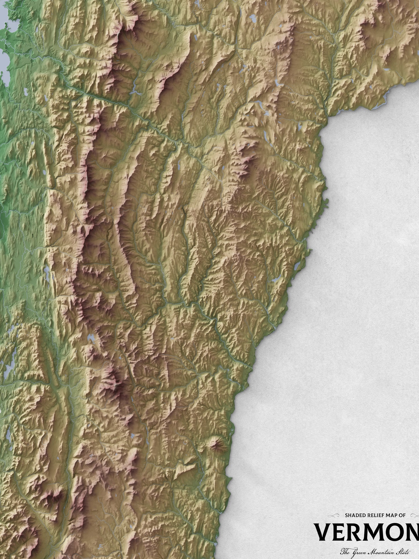 Vermont - Shaded Relief Map (18x24")