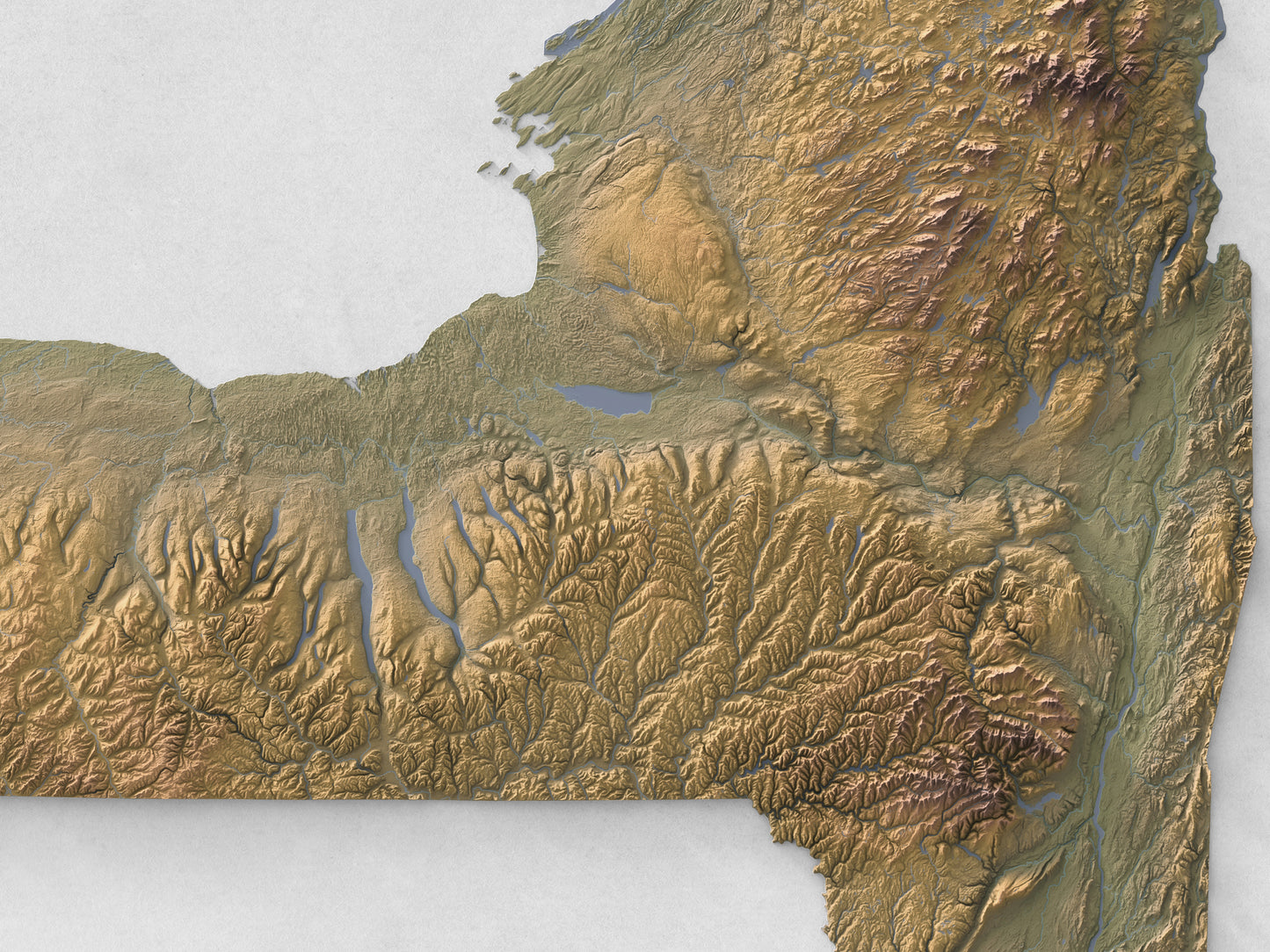 New York - Shaded Relief Map (24x18")