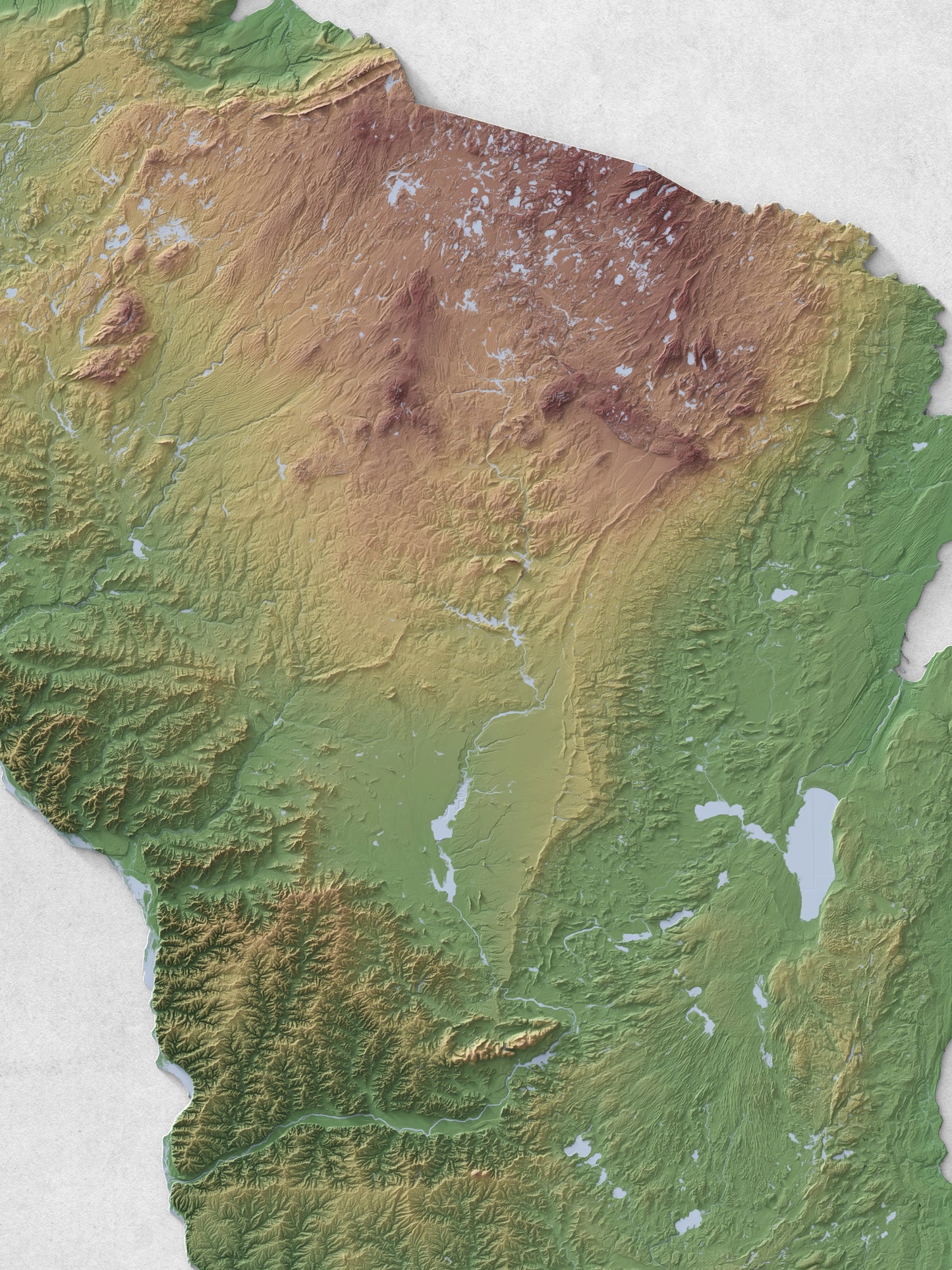 Wisconsin - Shaded Relief Map (18x24")