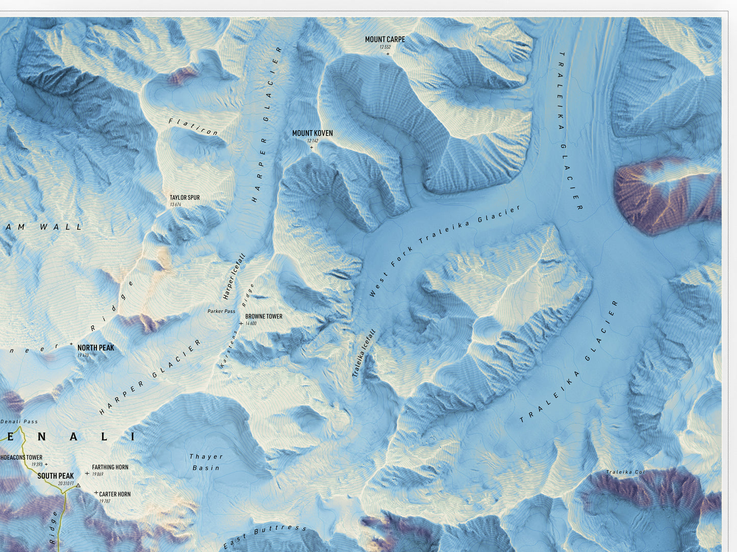 Shaded Relief Map of Denali (24x18")