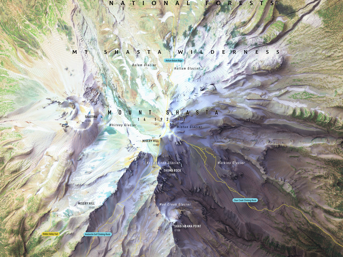 Mount Shasta Map Print – 18x24” Shaded Relief