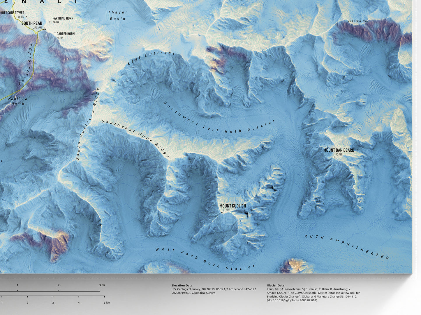 Shaded Relief Map of Denali (24x18")