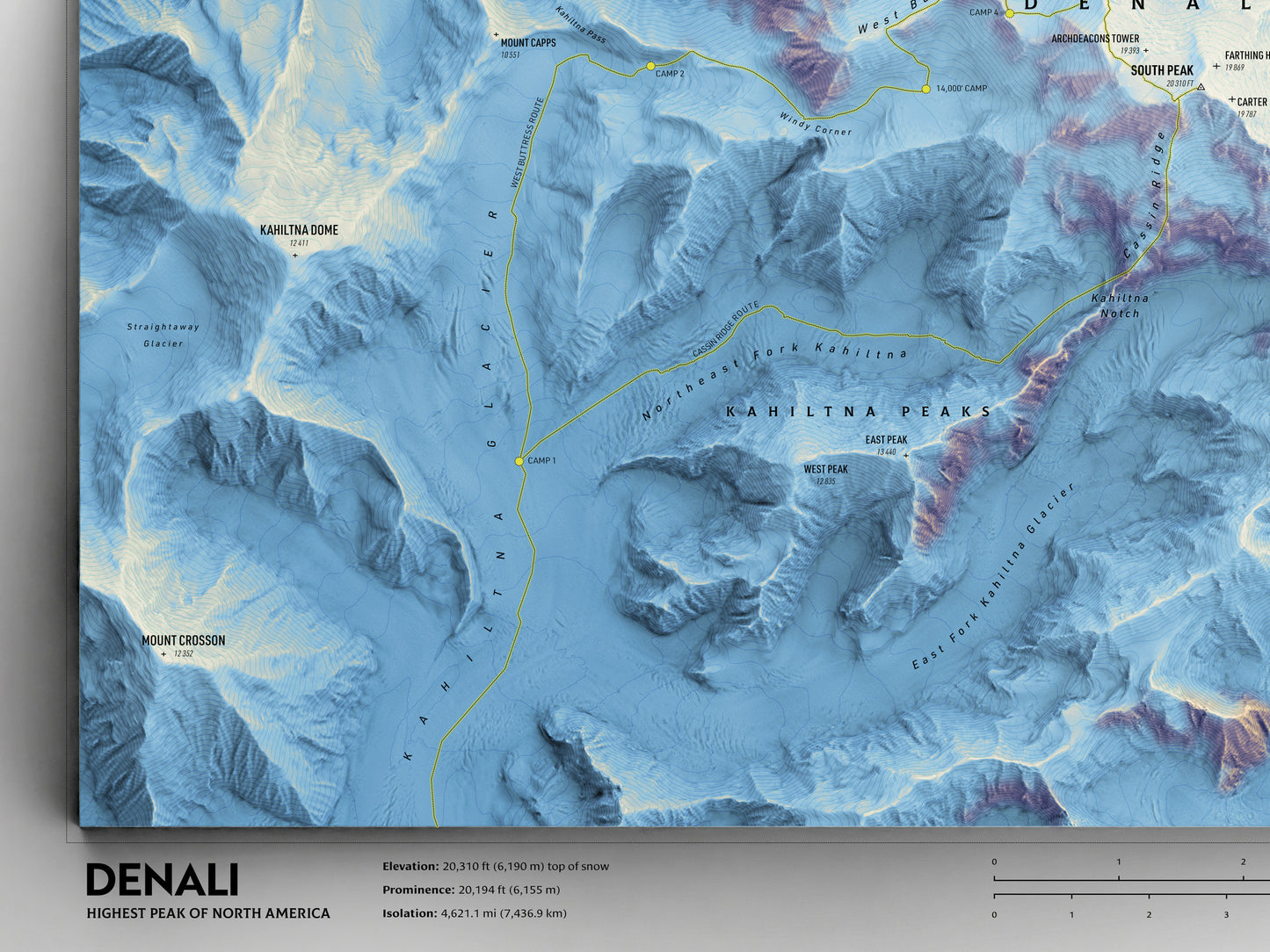 Shaded Relief Map of Denali (24x18")