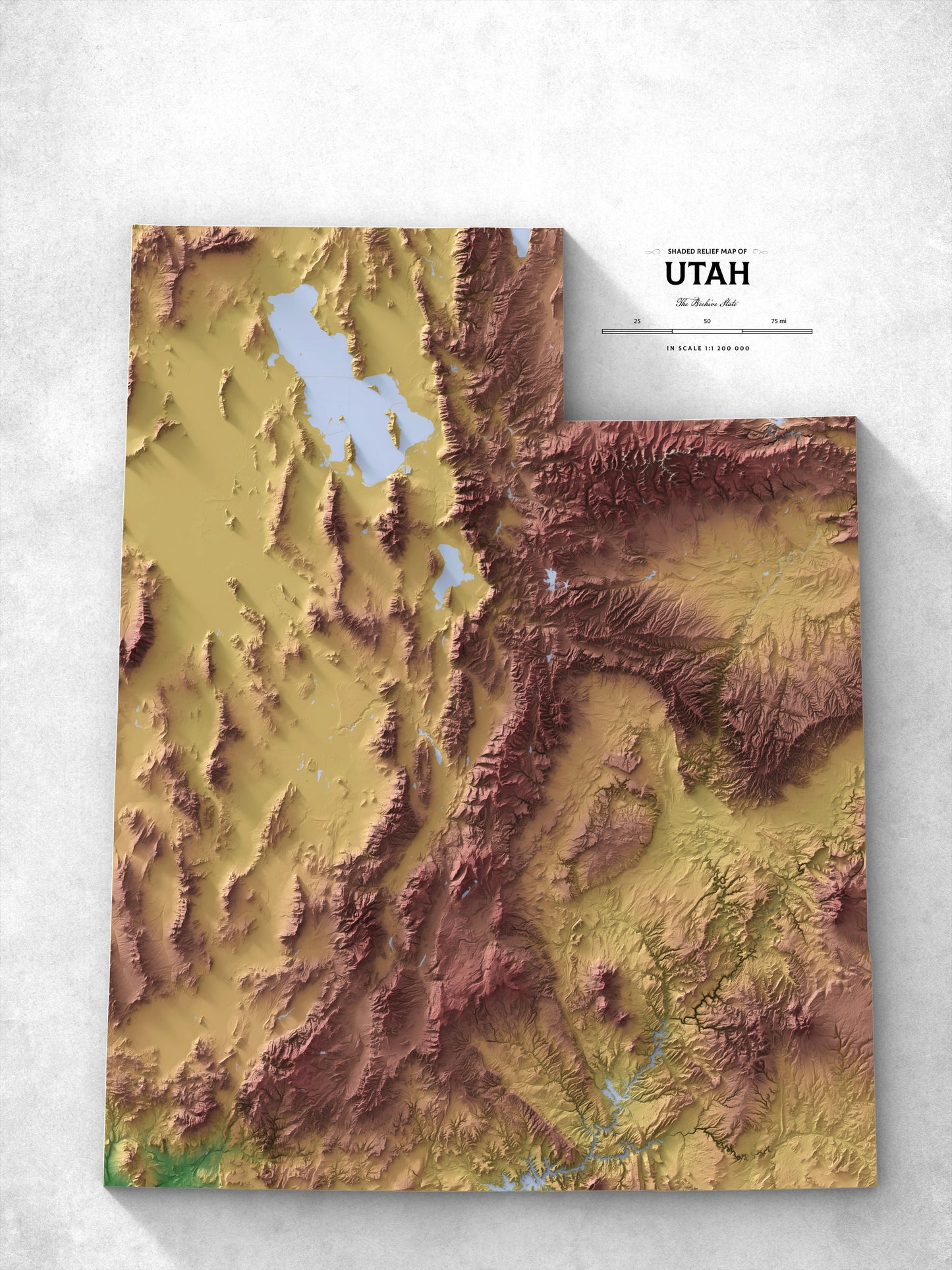 Utah - Shaded Relief Map (18x24")