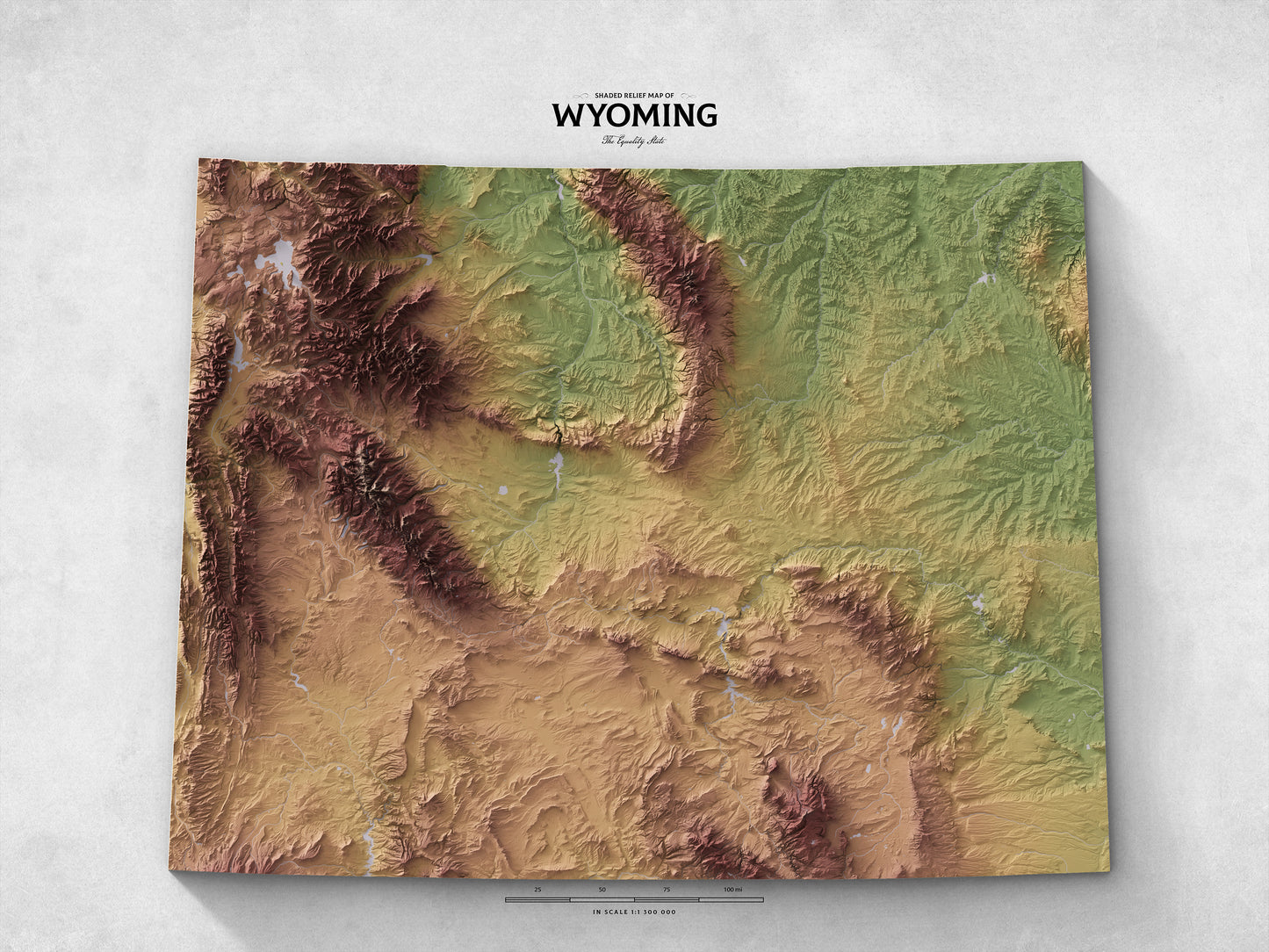 Wyoming - Shaded Relief Map (24x18")