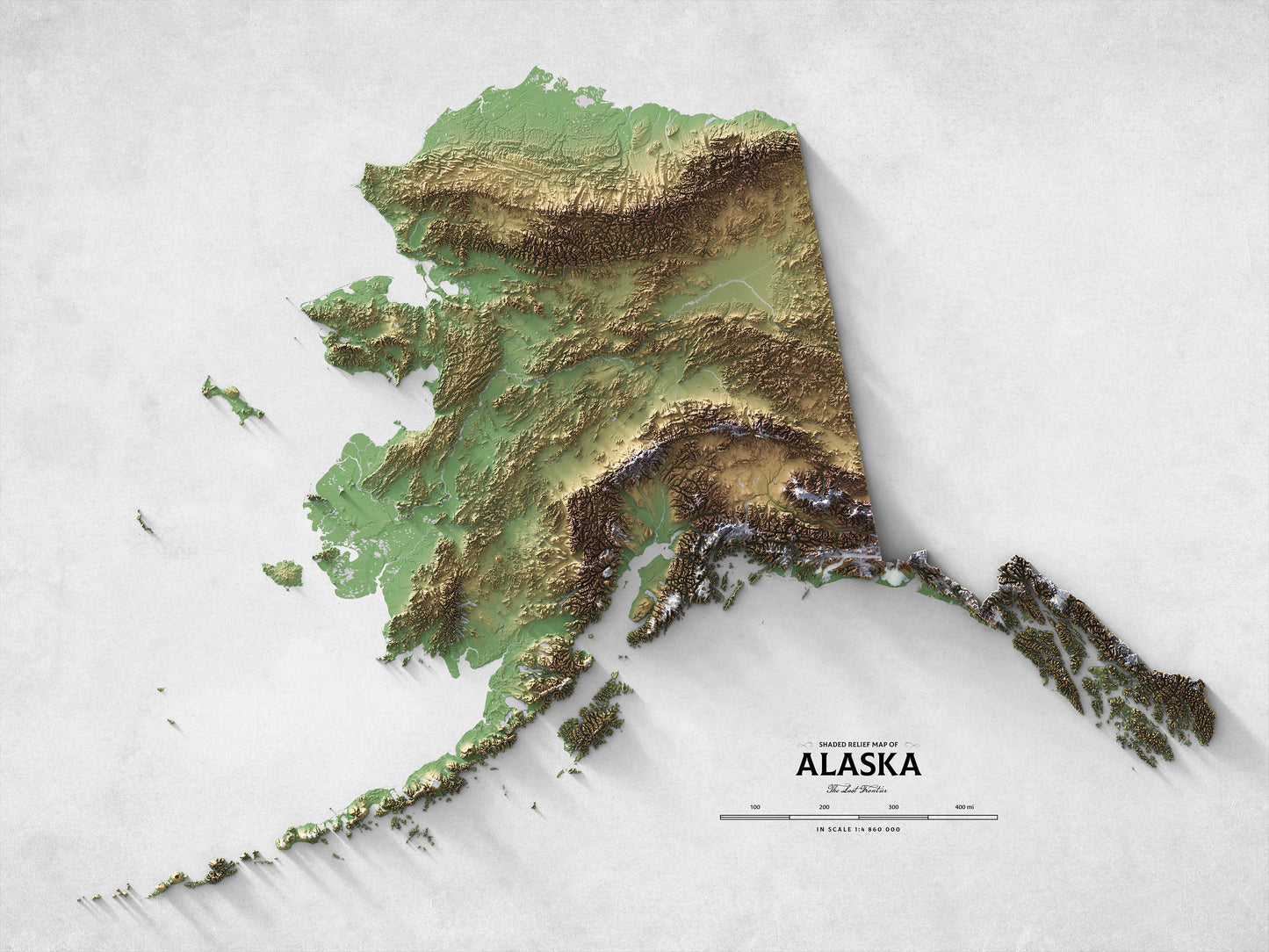 Alaska - Shaded Relief Map (24x18")