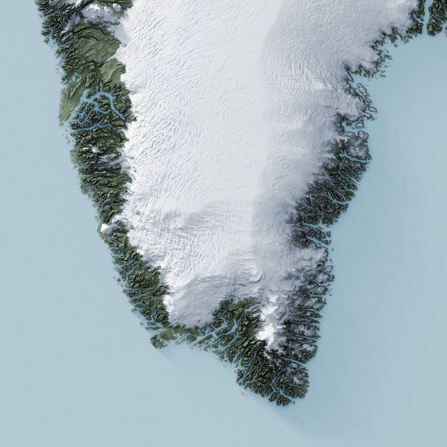 Greenland unlabelled Shaded Relief map