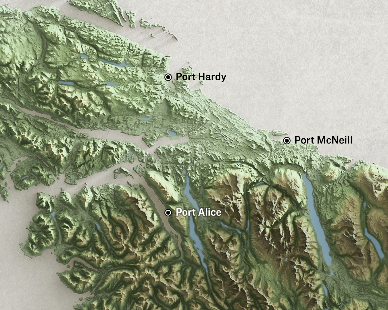 Shaded relief map of Vancouver Island