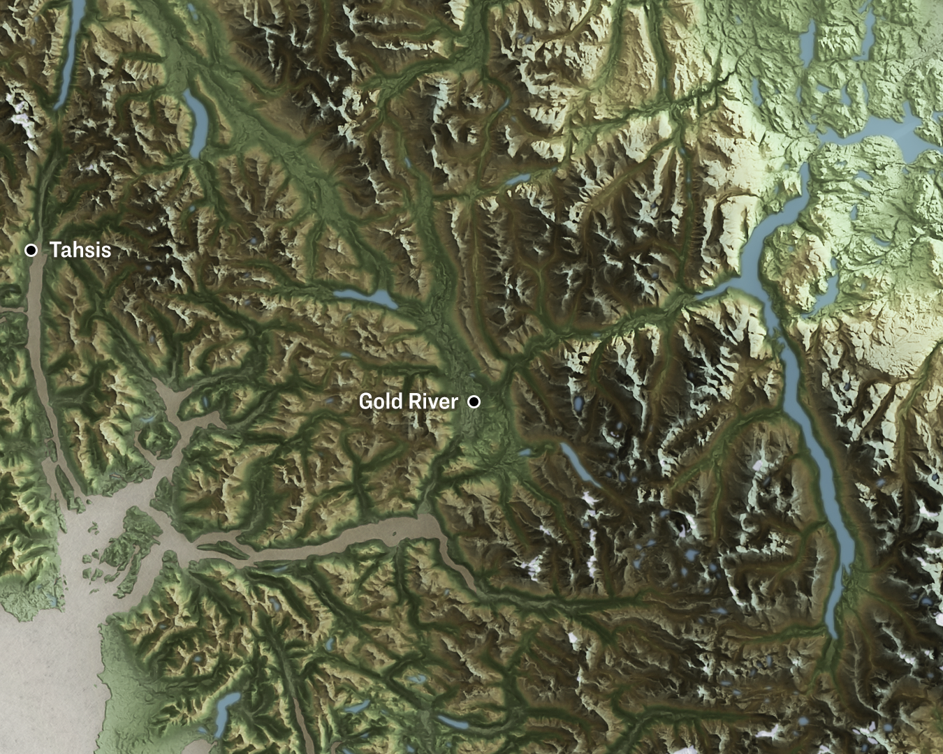 Shaded relief map of Vancouver Island