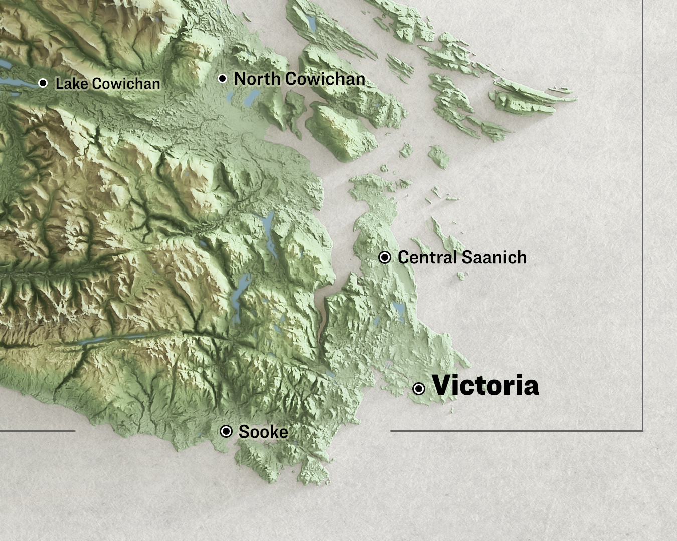 Shaded relief map of Vancouver Island