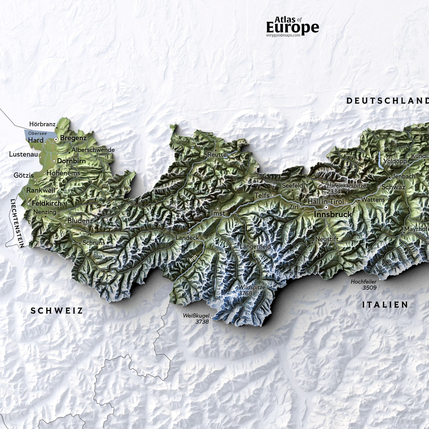 Shaded relief map of Austria (70x50 cm)