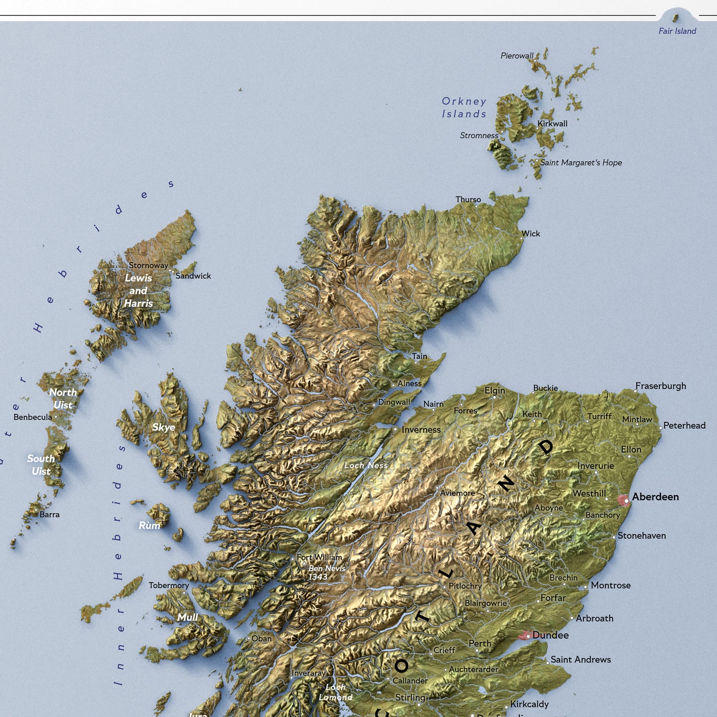 Shaded Relief Map of Great Britain (50x70 cm)