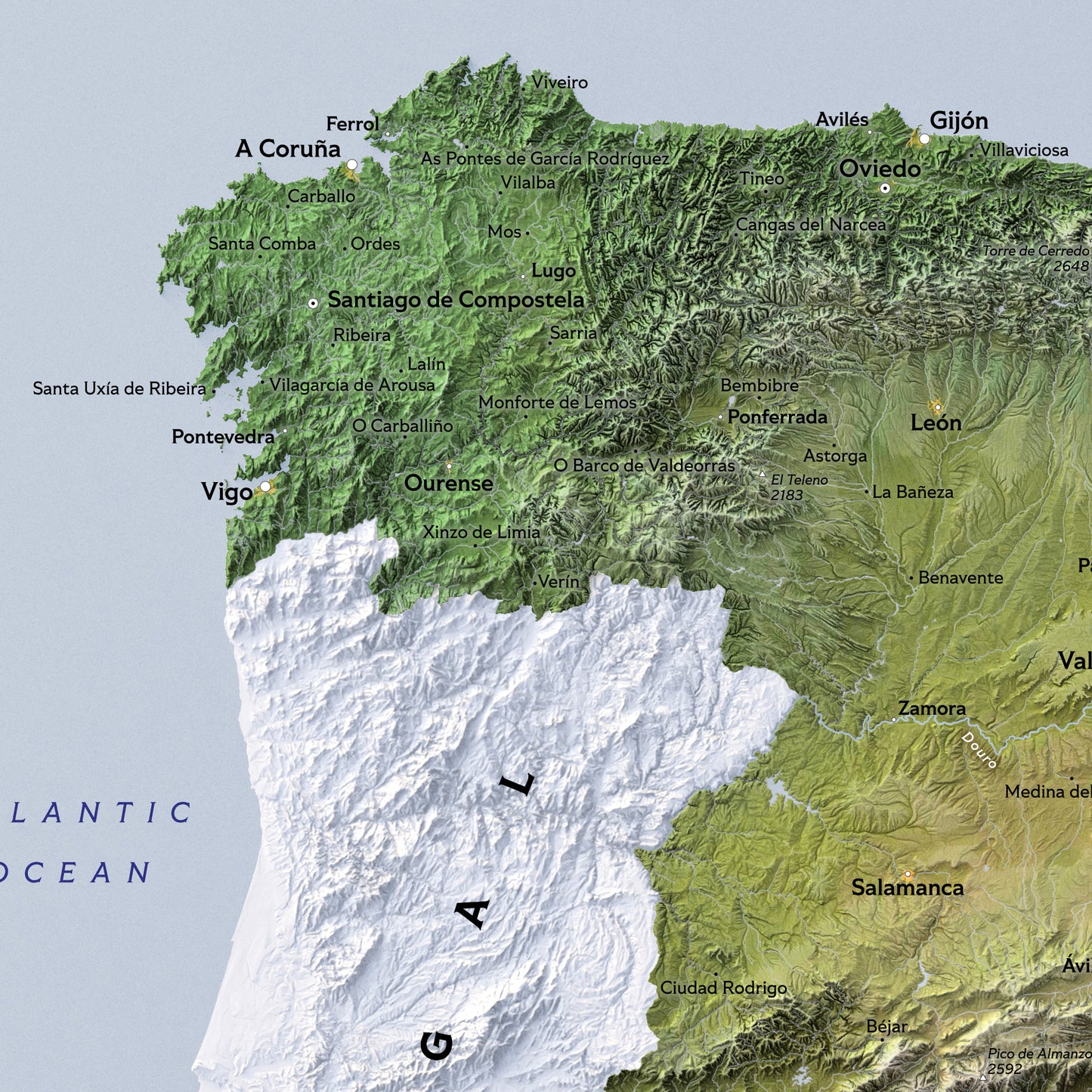 Shaded relief map of Spain (70x50 cm)