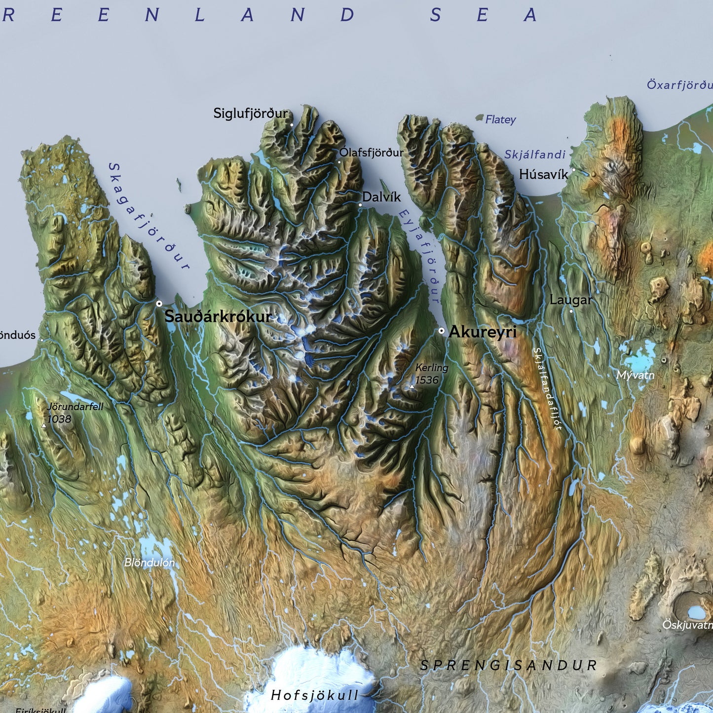 Shaded relief map of Iceland (70x50 cm)