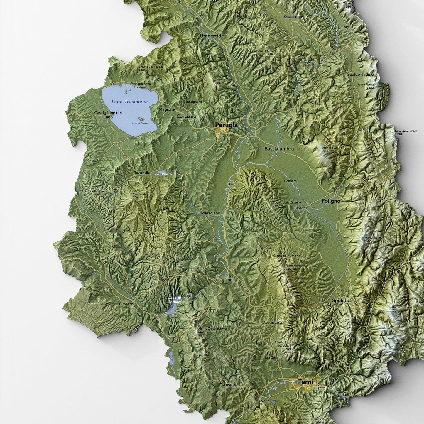 Shaded relief map of Umbria