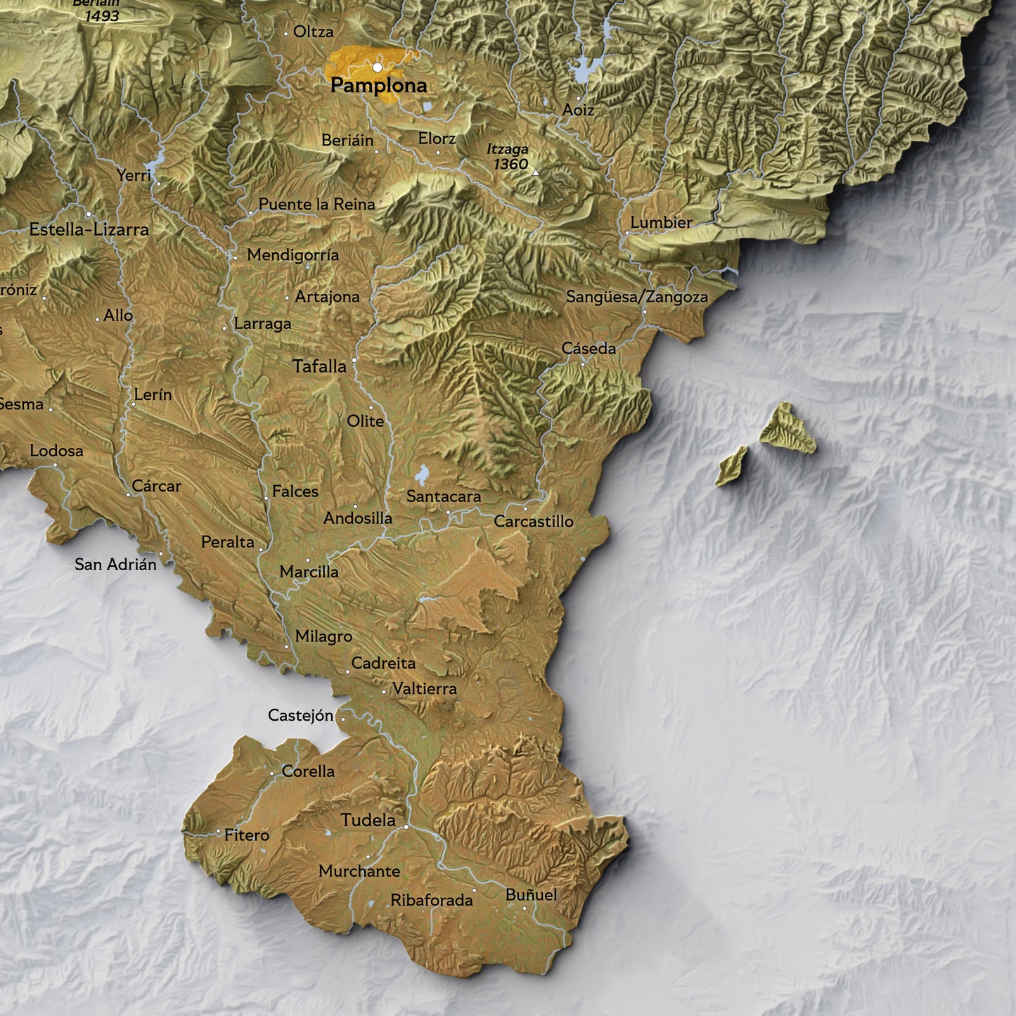 Shaded relief map of Basque Country (594x420 mm)