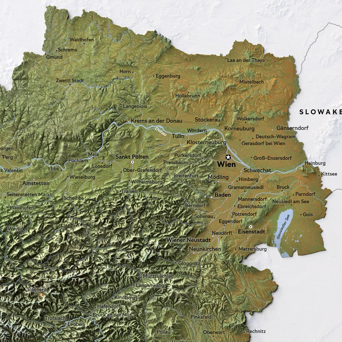 Shaded relief map of Austria (70x50 cm)