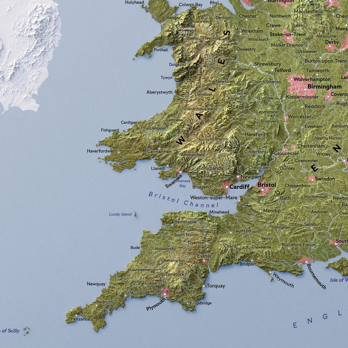 Shaded Relief Map of Great Britain (50x70 cm)