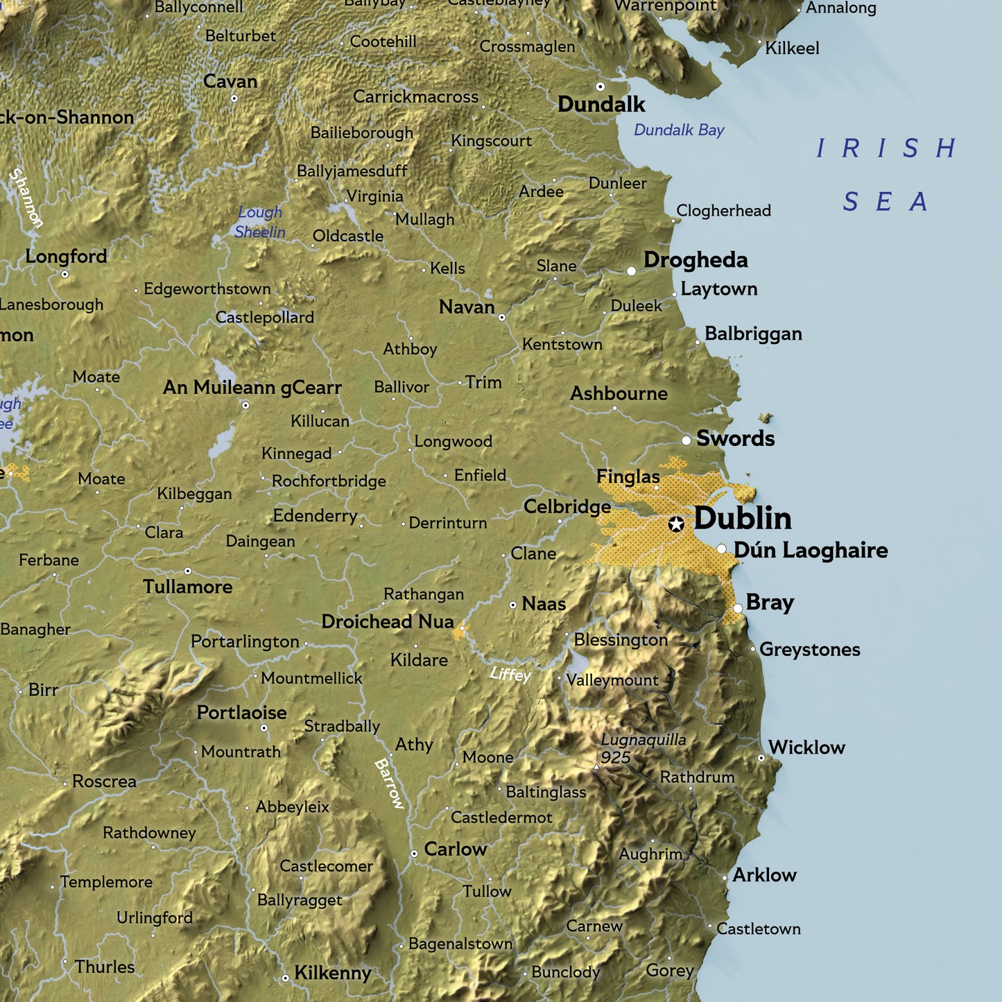 Shaded relief map of Ireland (50x70 cm)