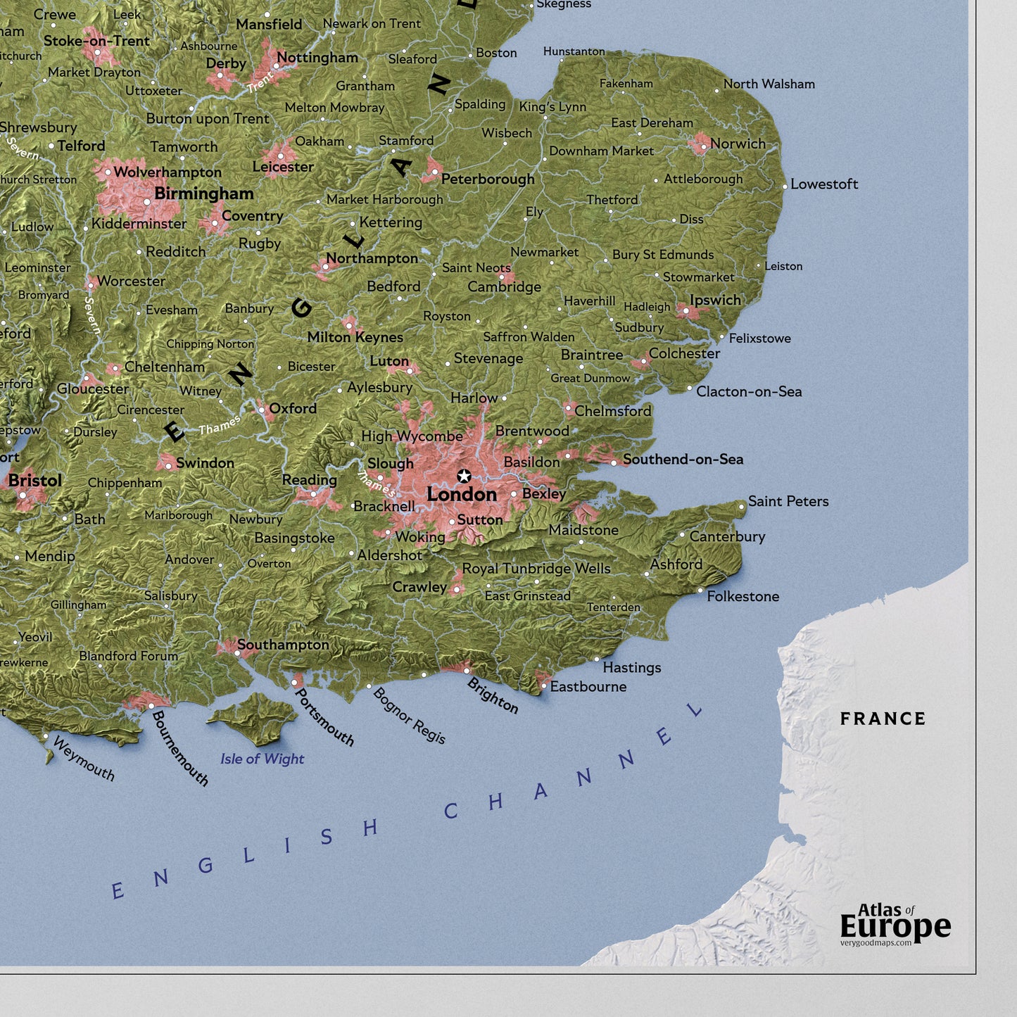 Shaded Relief Map of Great Britain (50x70 cm)