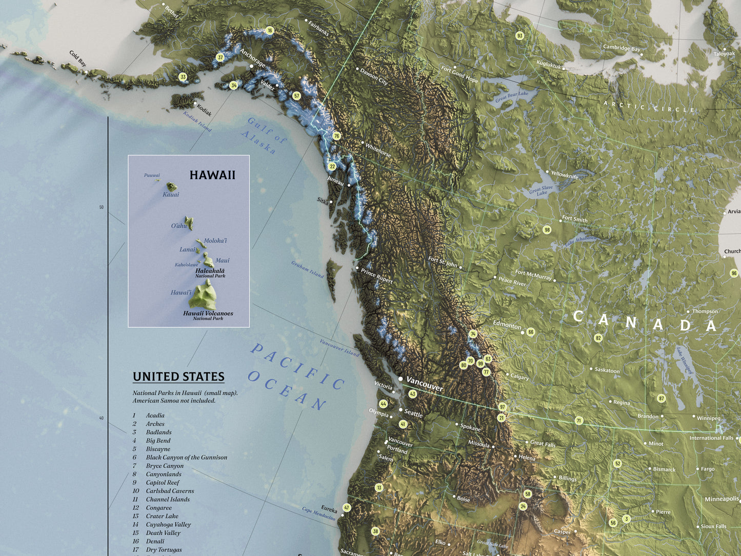 National Parks of North America map poster (24x36")