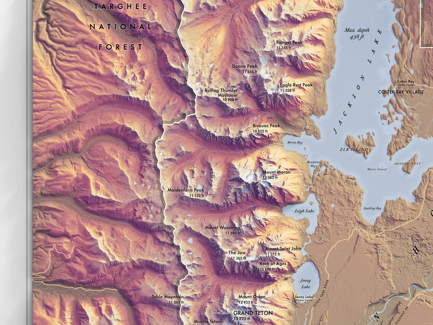 Grand Teton Map Print – 18x24” Shaded Relief