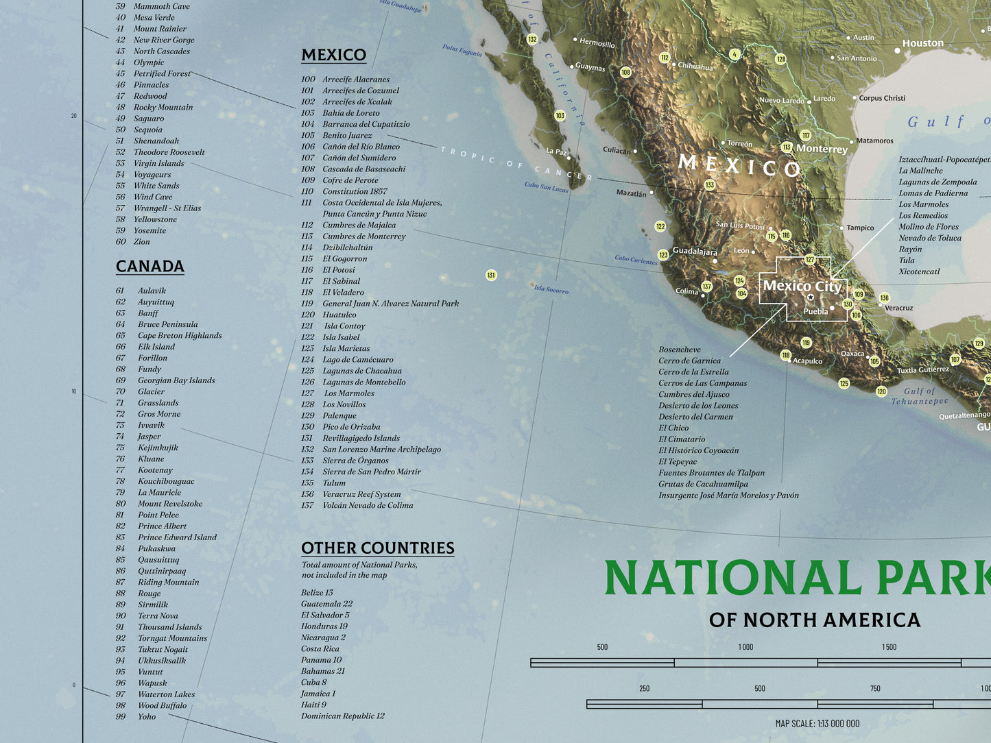 National Parks of North America map poster (24x36")