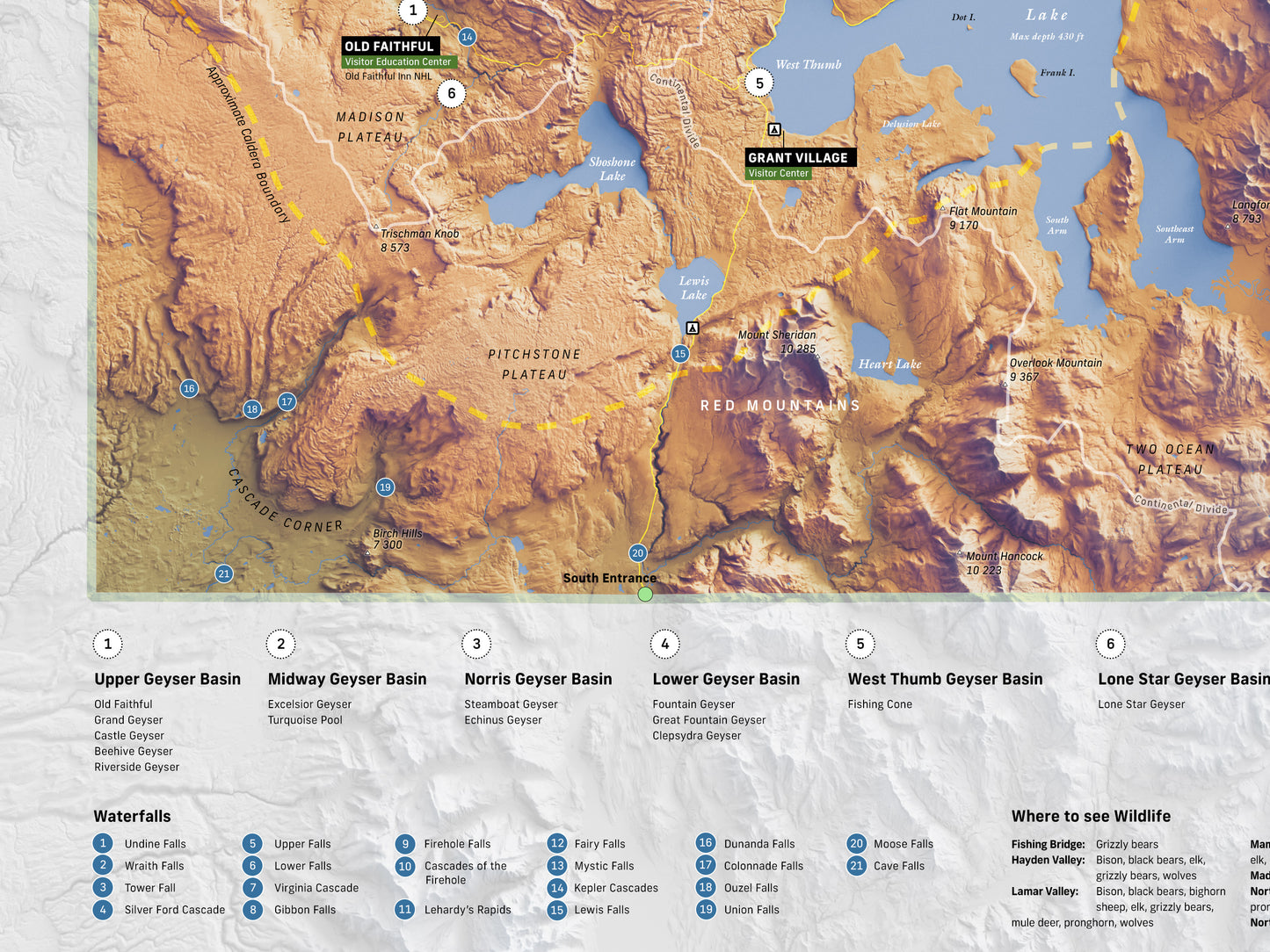 Yellowstone National Park Map Print – 18x24” Shaded Relief