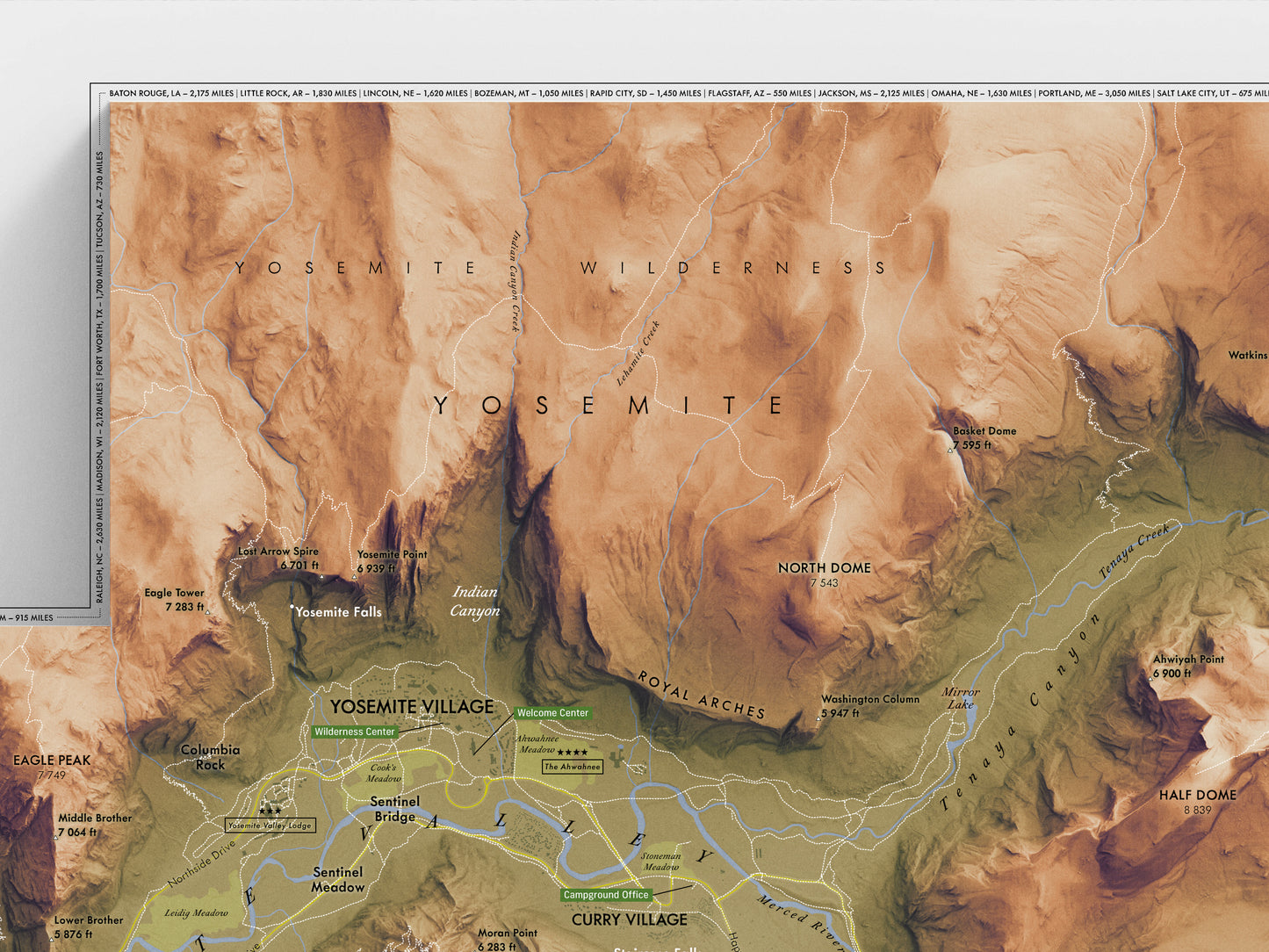Yosemite Valley Map Print – 24x18” Shaded Relief