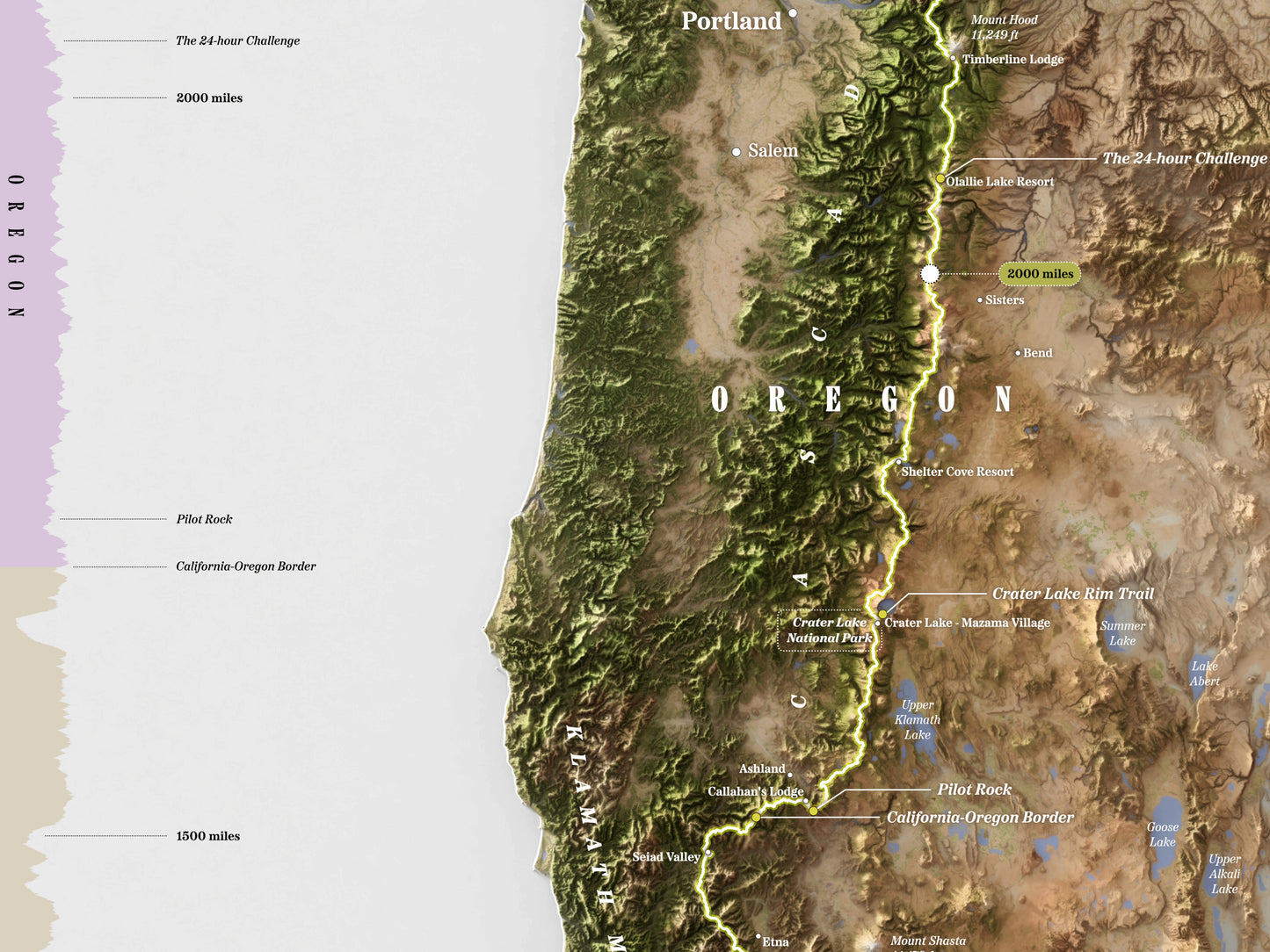 Pacific Crest Trail Map Print – 24x36” Shaded Relief