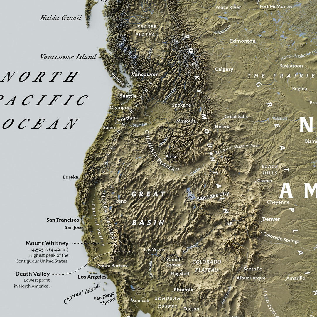 Physical geography of the Americas poster (24x36 inches)