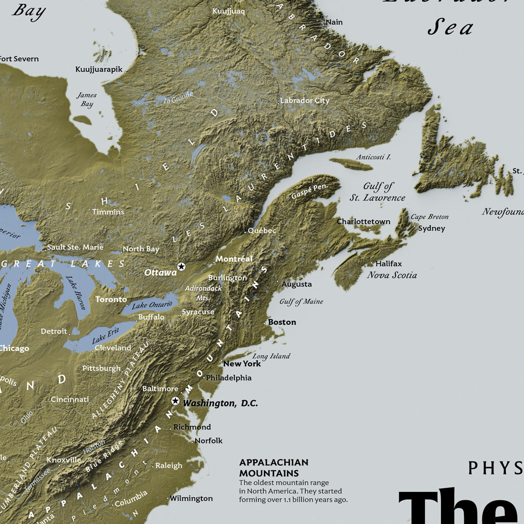 Physical geography of the Americas poster (24x36 inches)