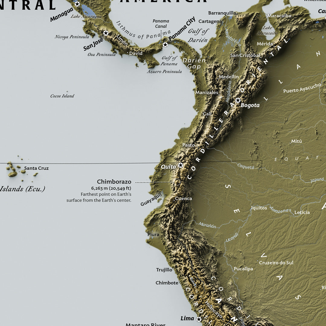 Physical geography of the Americas poster (24x36 inches)