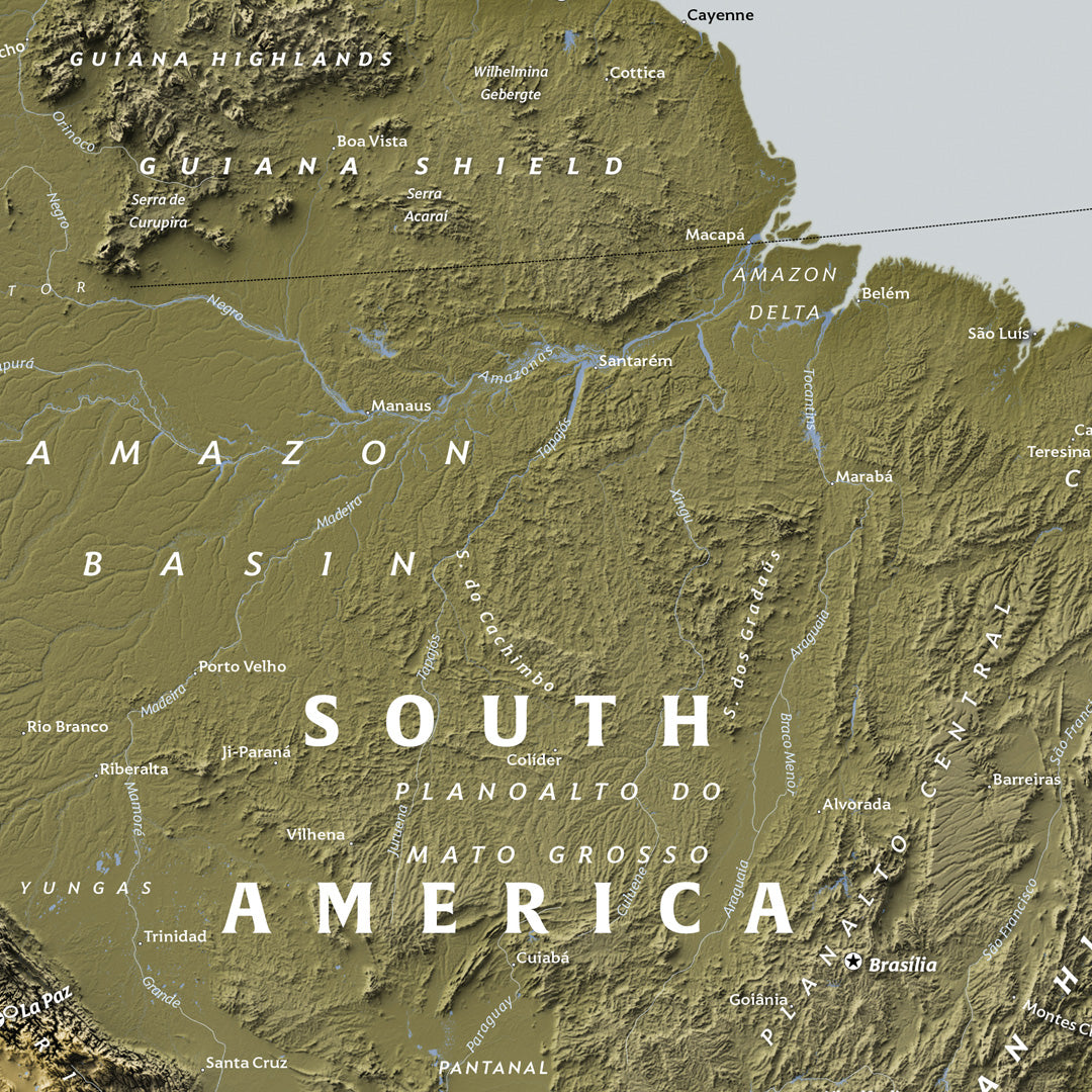 Physical geography of the Americas poster (24x36 inches)