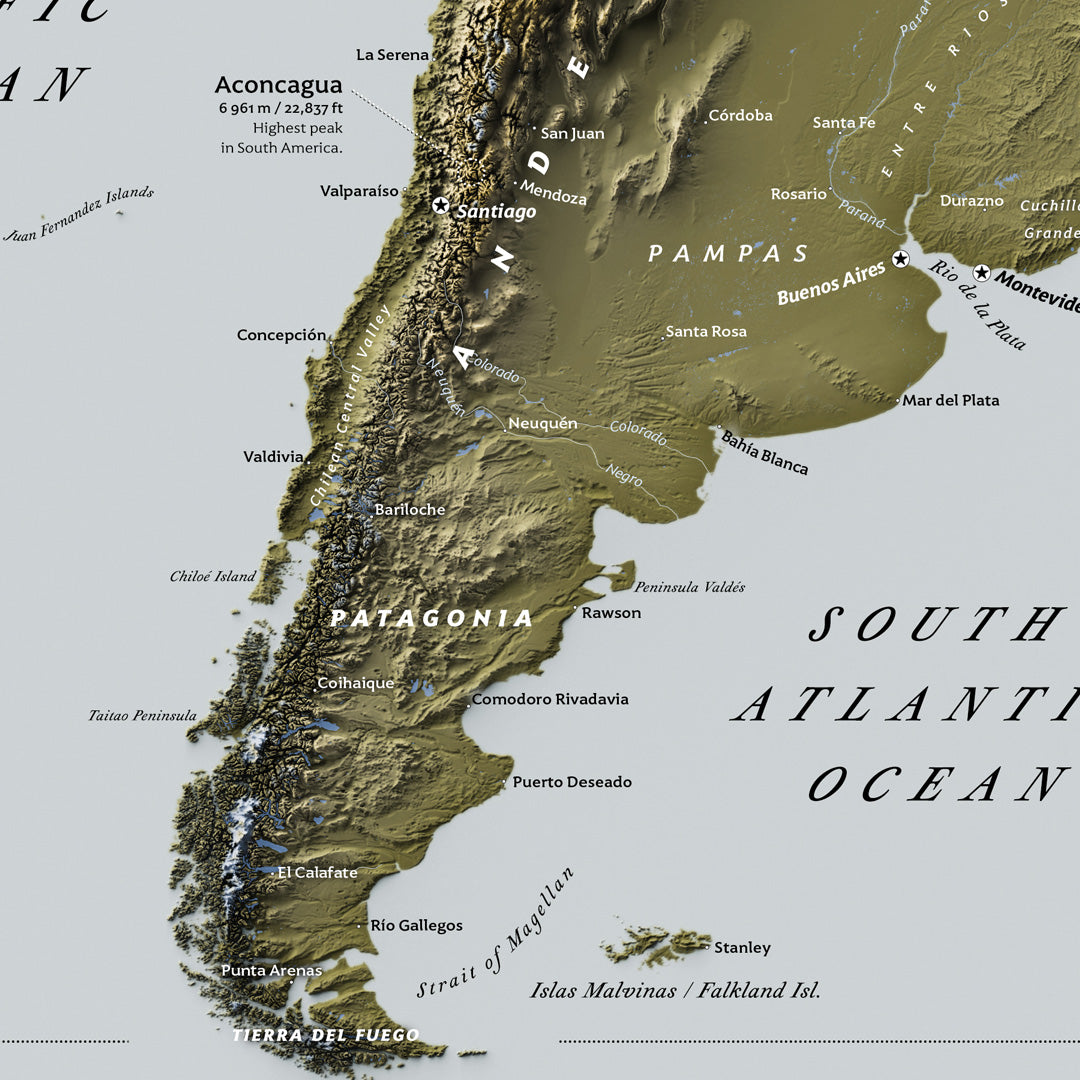 Physical geography of the Americas poster (24x36 inches)