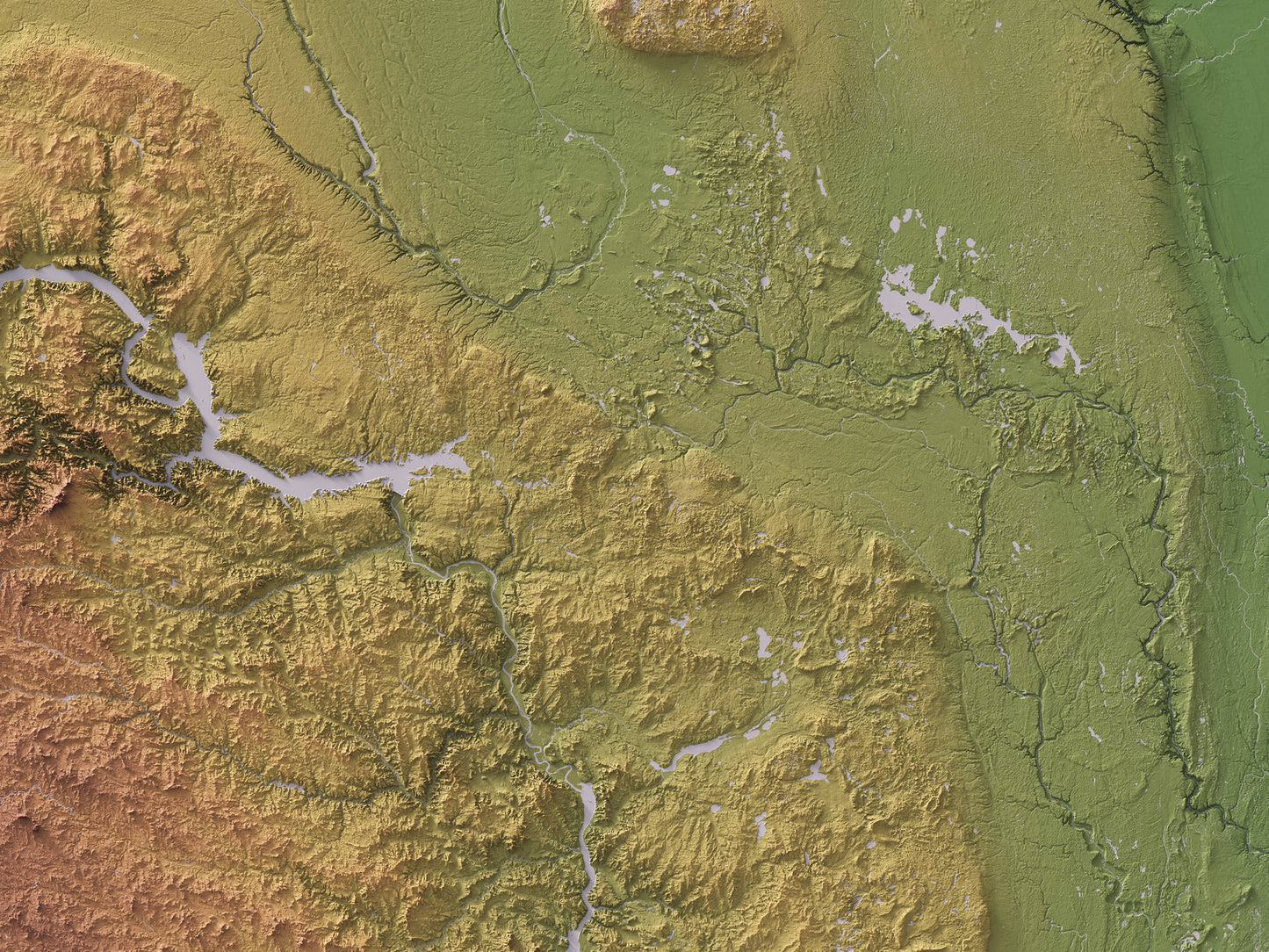 North Dakota - Shaded Relief Map (24x18")